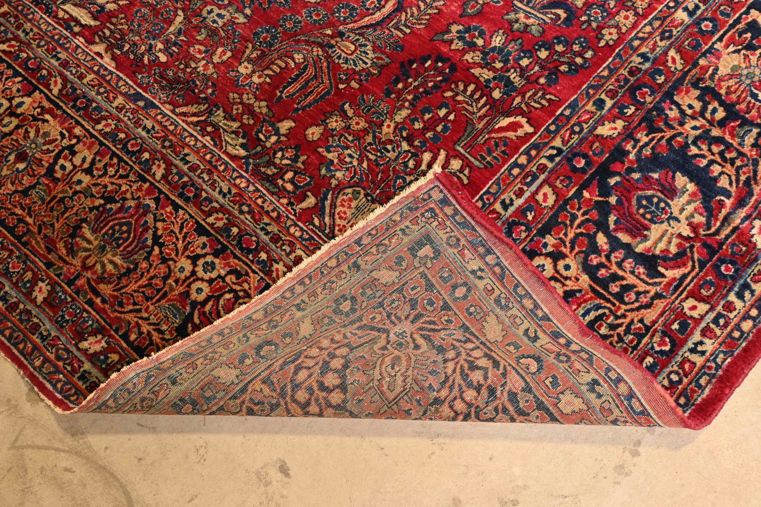 Antique Hand-Knotted Persian Sarouk Large Room Size Wool Rug, Circa 1930s - Image 6