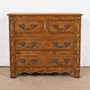 Baker Furniture French Provincial Louis XV Carved Oak Chest of Drawers