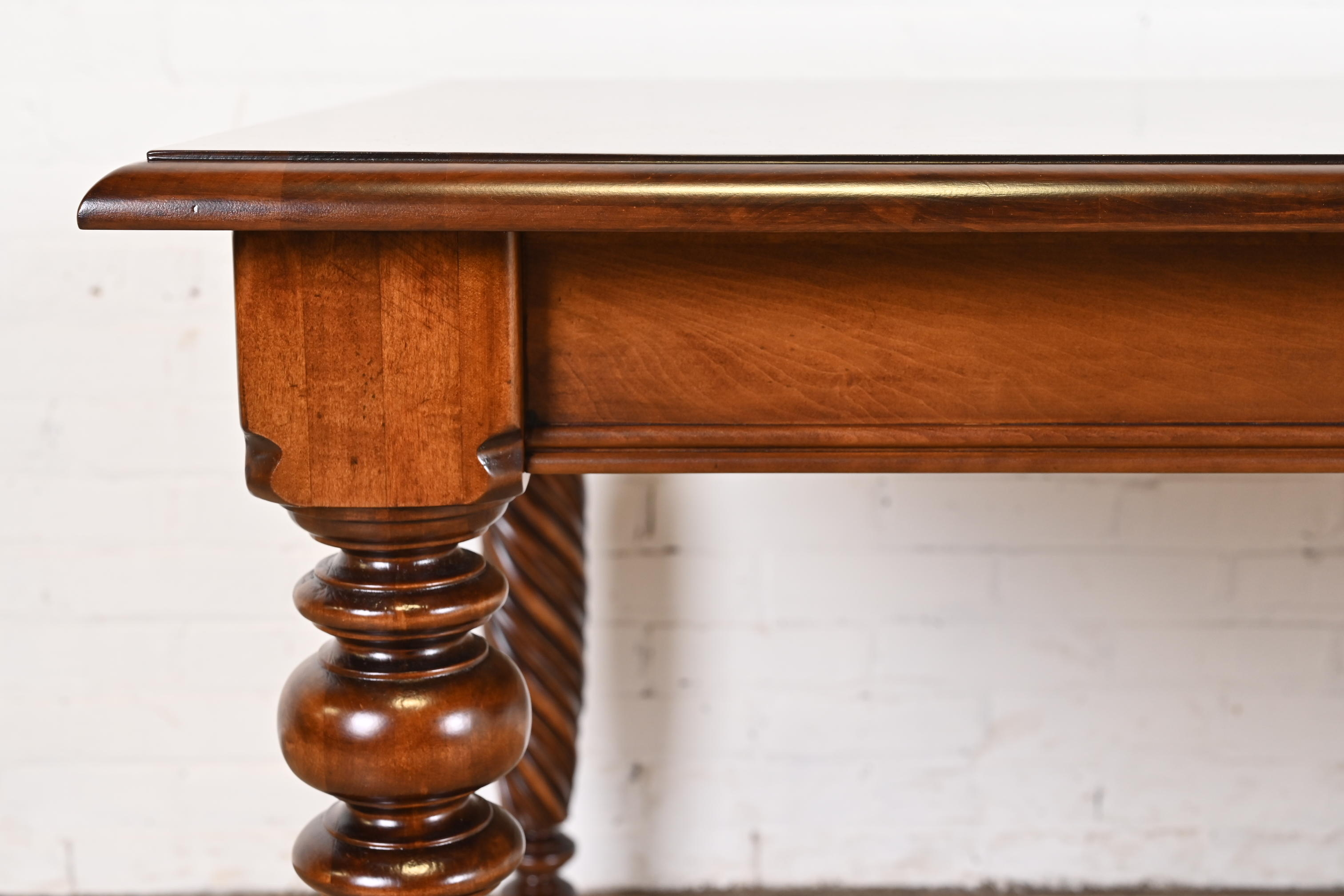 Ethan Allen British Colonial Solid Maple Extension Dining Table, Newly Refinished - Image 9