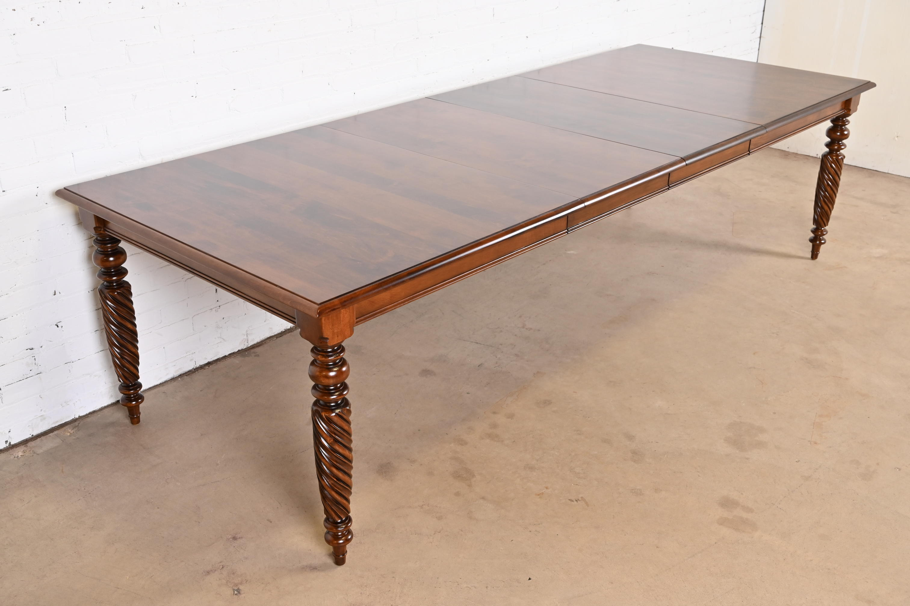 Ethan Allen British Colonial Solid Maple Extension Dining Table, Newly Refinished - Image 3