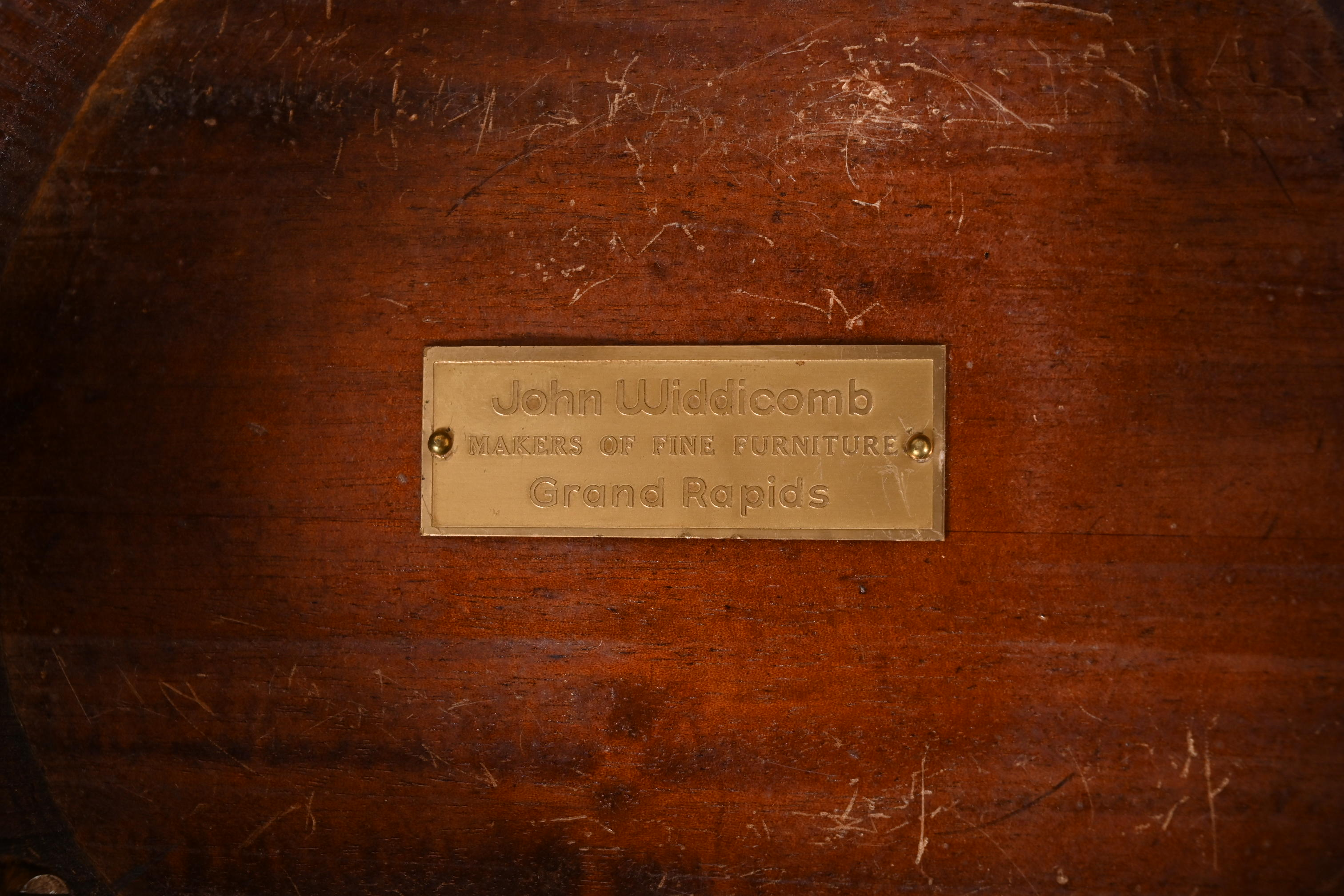 John Widdicomb Neoclassical Mahogany Guéridon Pedestal Table or Plant Stand With Gold Gilt Ram Heads and Hooved Feet - Image 11