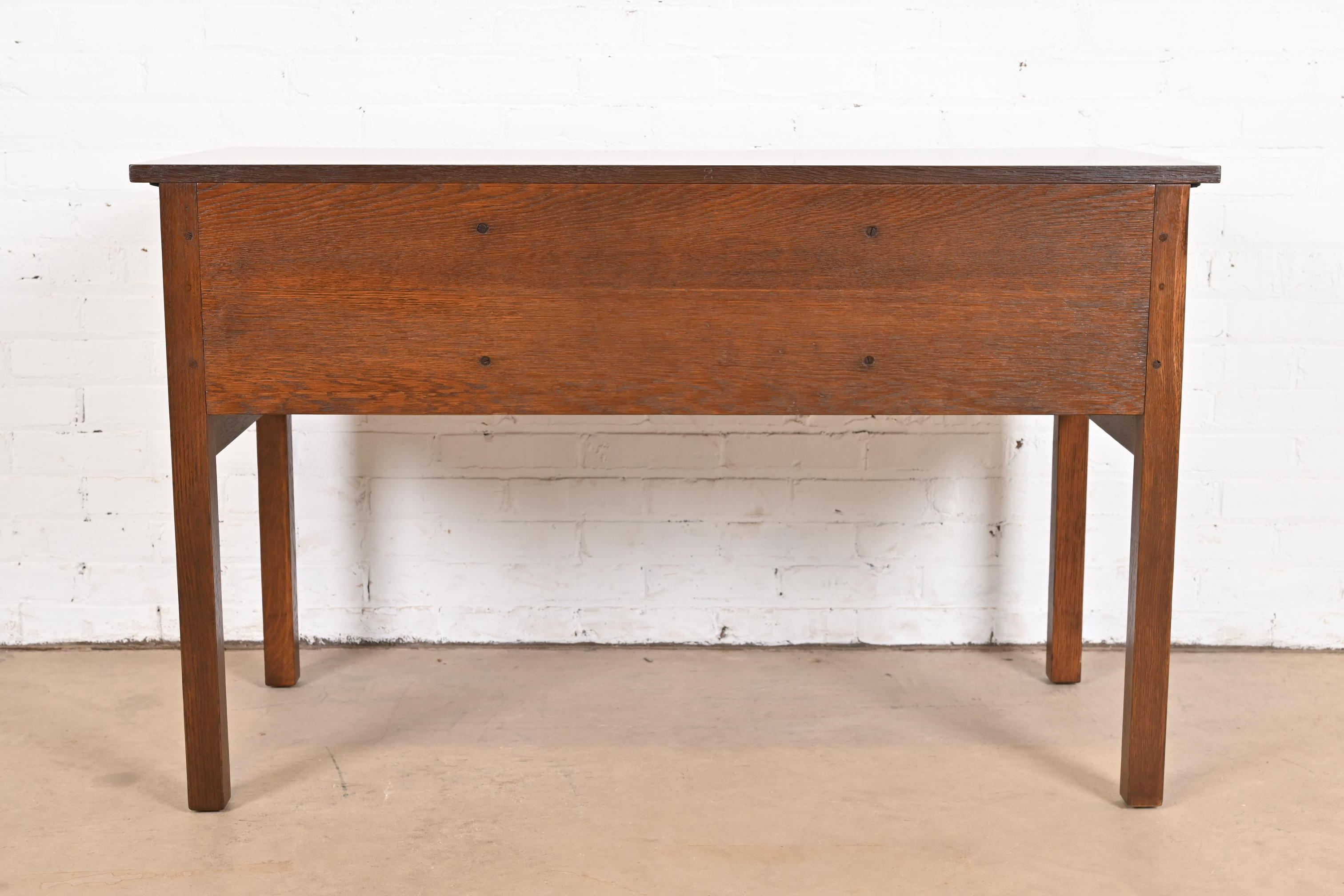 Signed Gustav Stickley Antique Mission Oak Arts & Crafts Desk, Newly Restored - Image 11