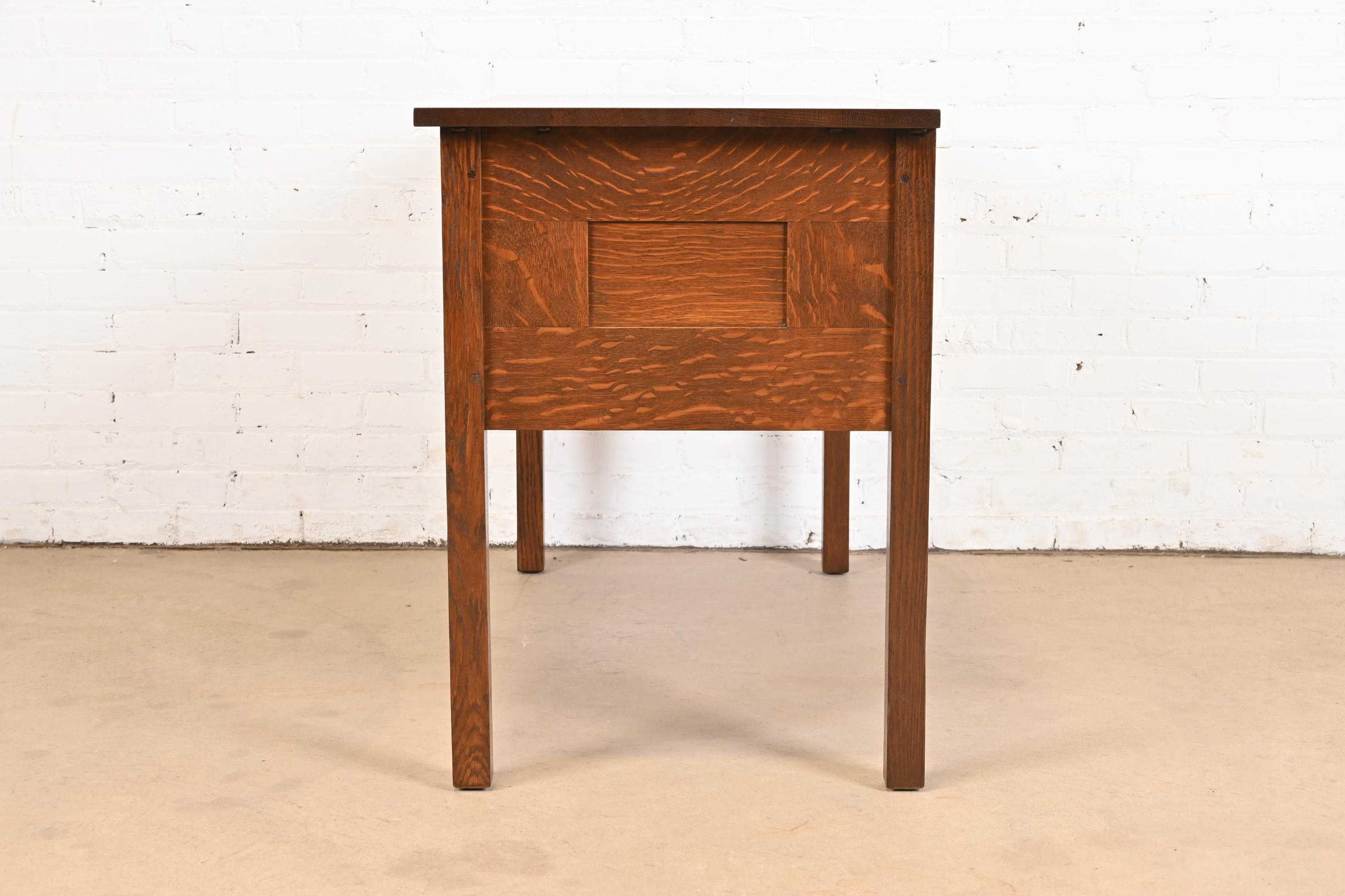 Signed Gustav Stickley Antique Mission Oak Arts & Crafts Desk, Newly Restored - Image 9