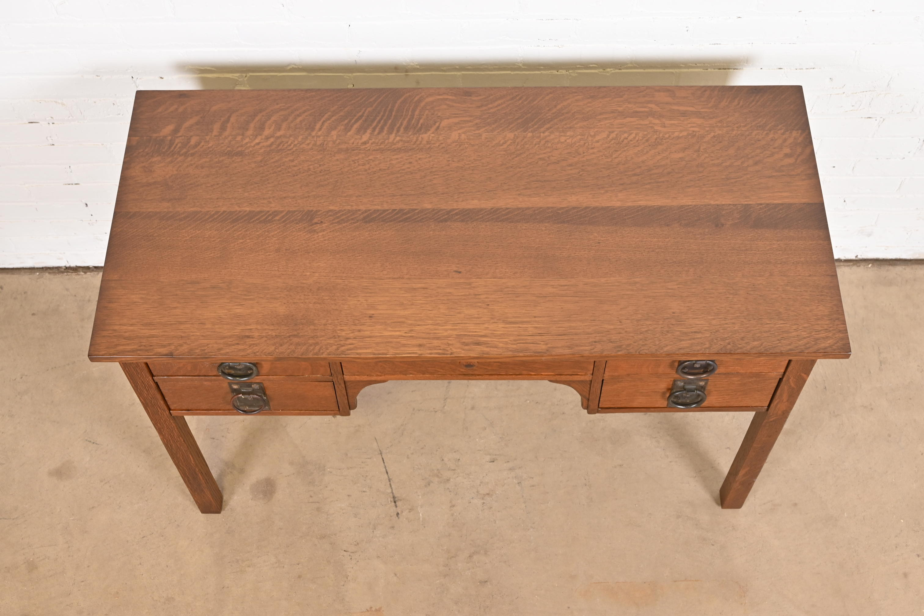 Signed Gustav Stickley Antique Mission Oak Arts & Crafts Desk, Newly Restored - Image 10