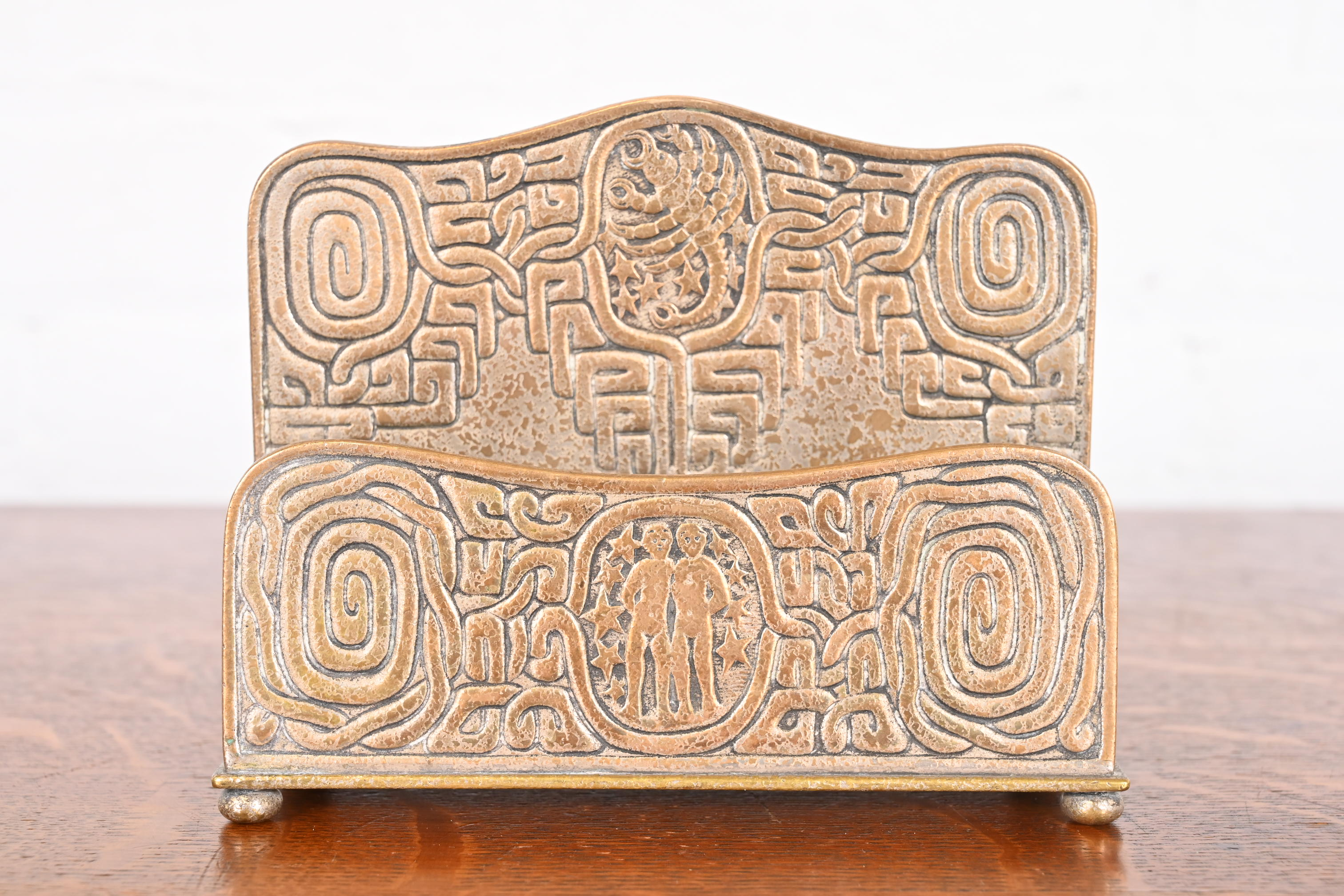 Tiffany Studios New York Zodiac Bronze Doré Double Sided Letter Rack - Image 7