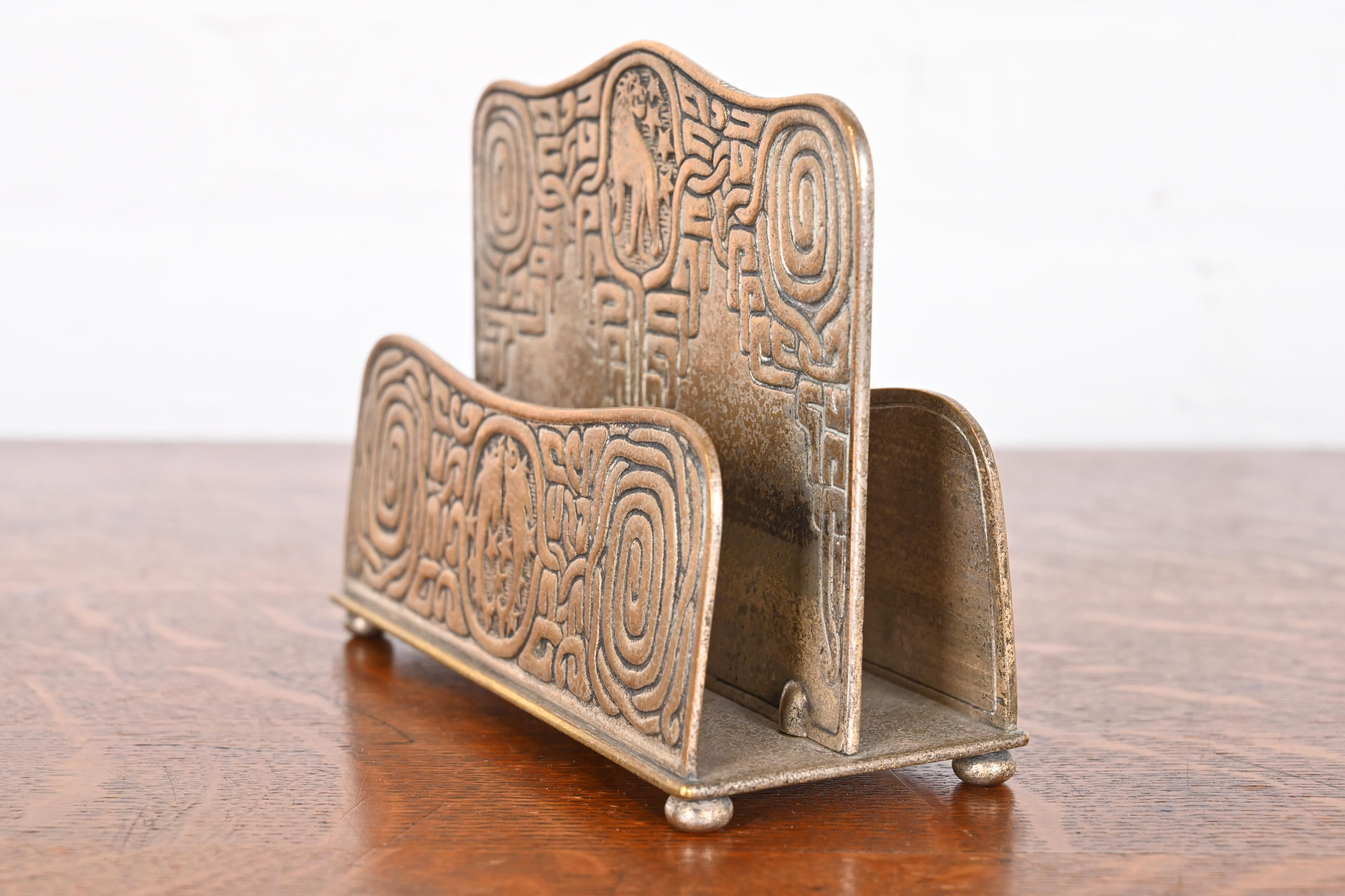 Tiffany Studios New York Zodiac Bronze Doré Double Sided Letter Rack - Image 6