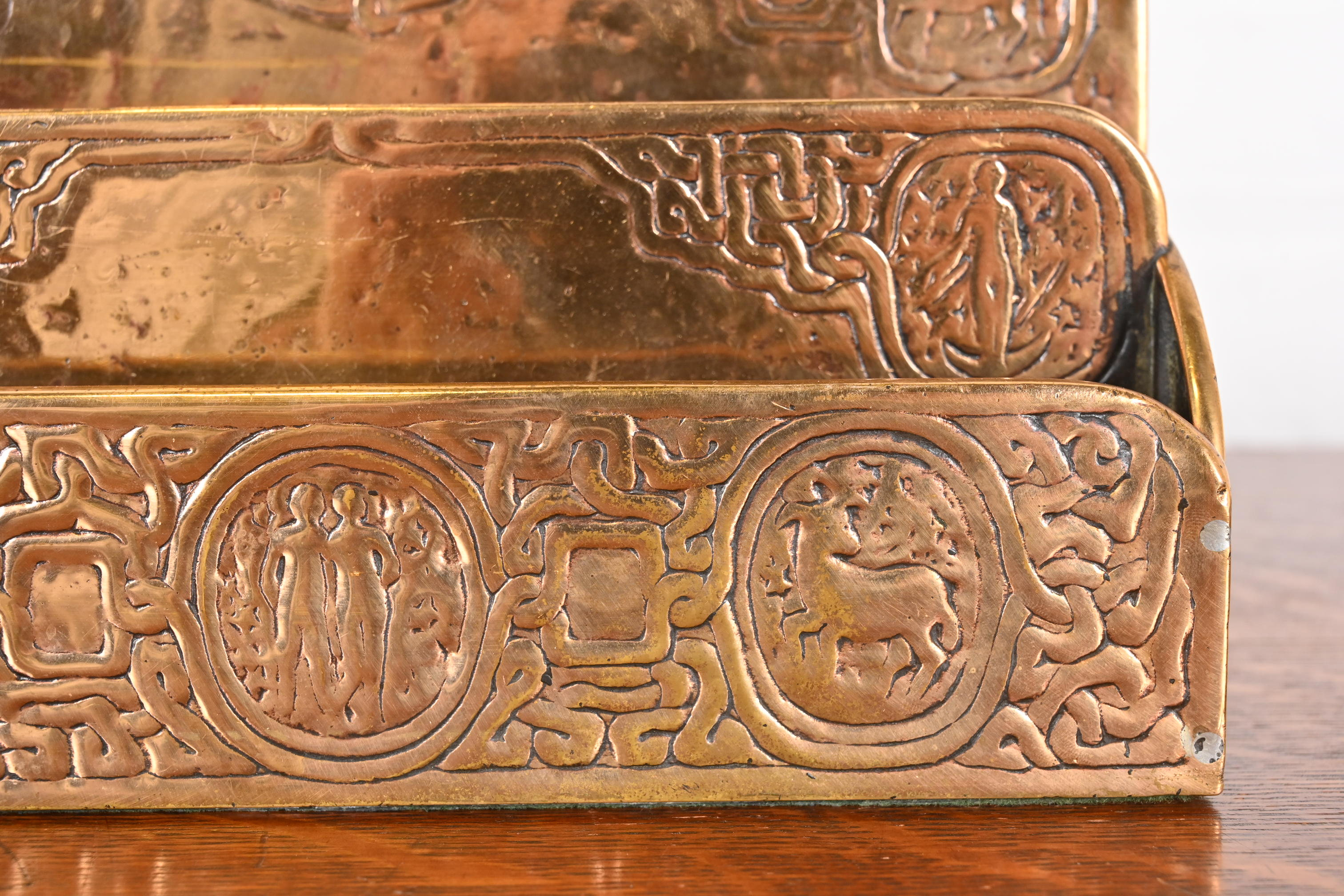 Tiffany Studios New York Zodiac Bronze Doré Letter Rack - Image 7