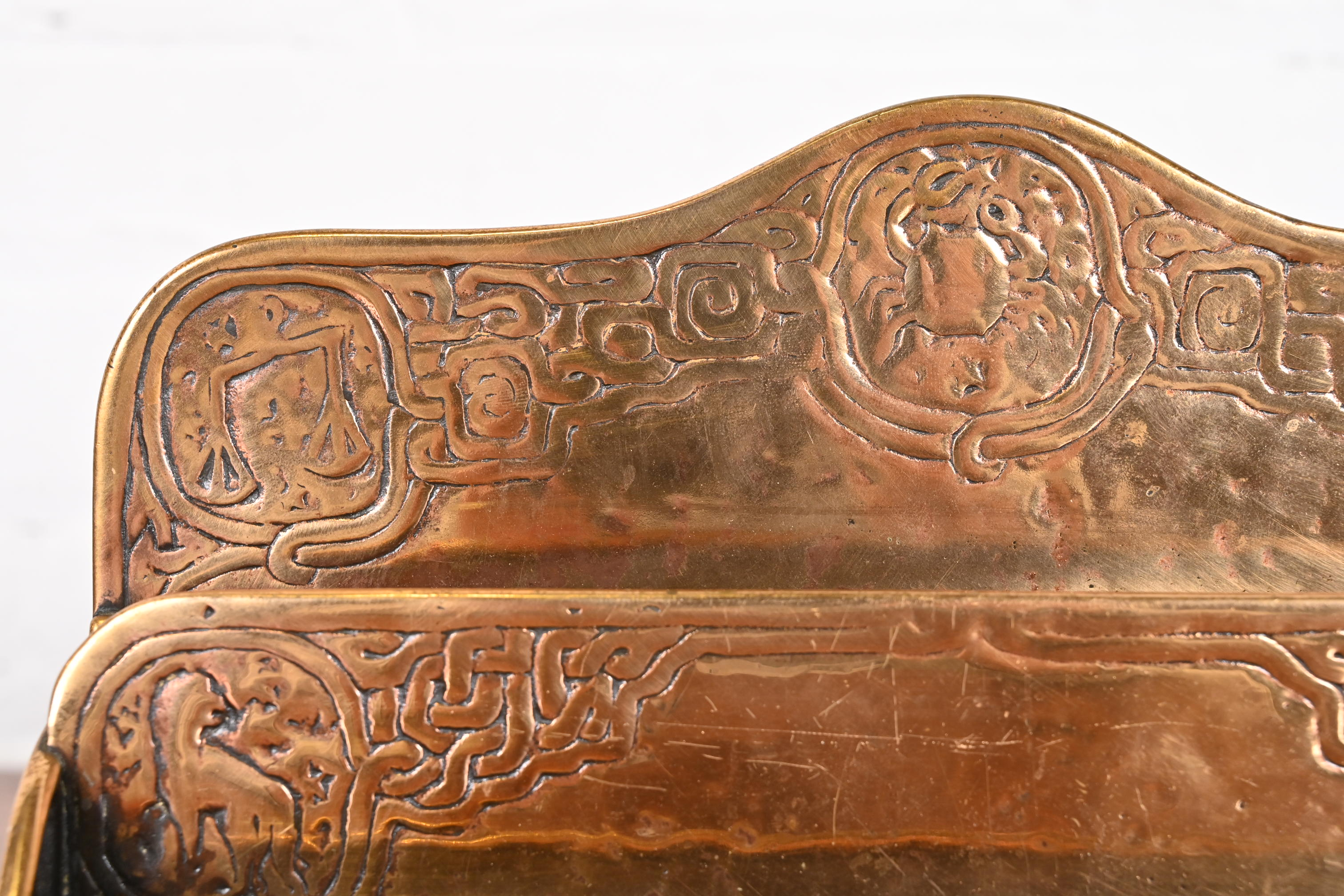 Tiffany Studios New York Zodiac Bronze Doré Letter Rack - Image 4