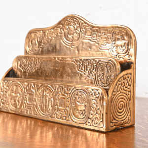Tiffany Studios New York Zodiac Bronze Doré Letter Rack