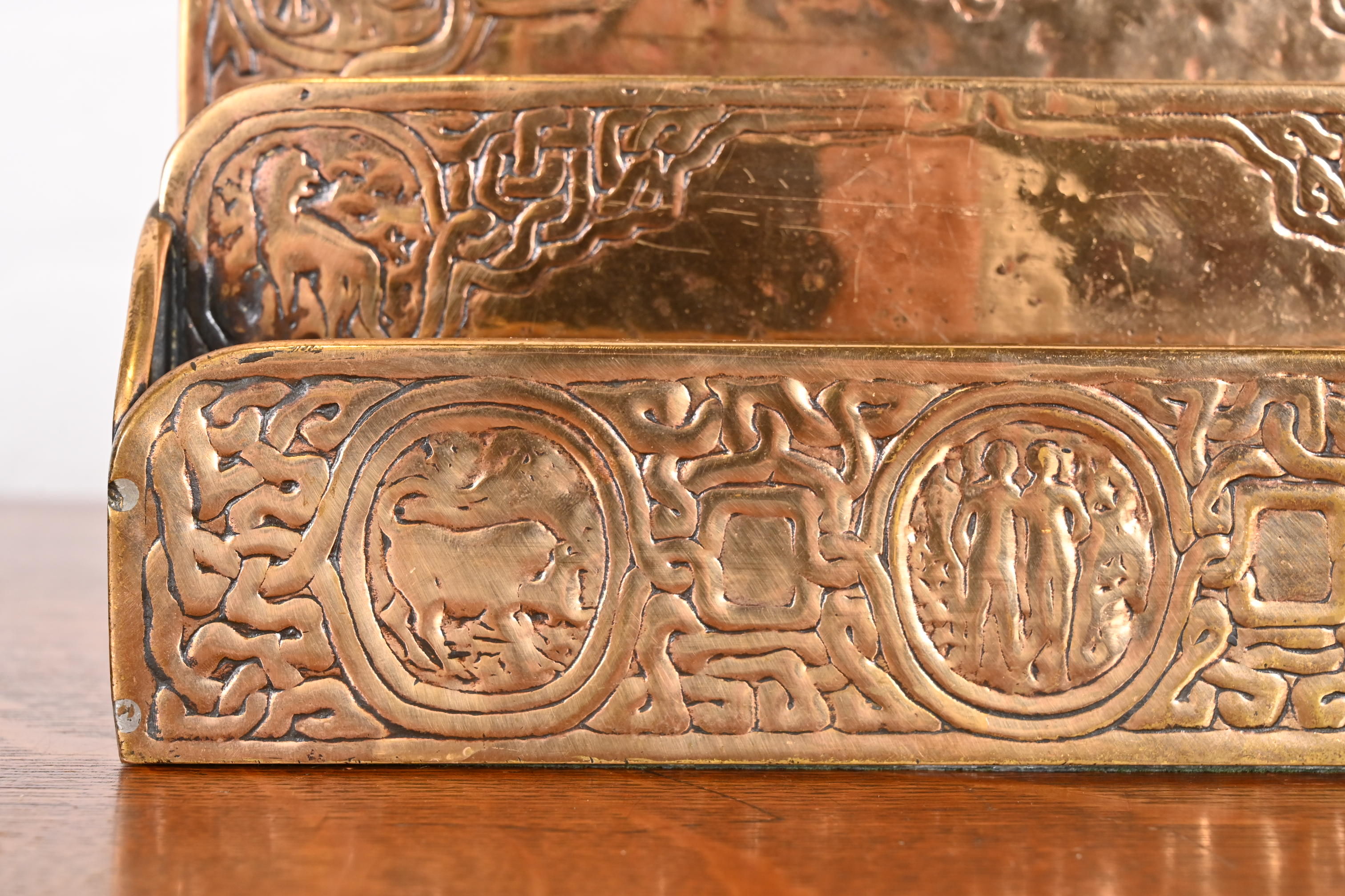 Tiffany Studios New York Zodiac Bronze Doré Letter Rack - Image 6
