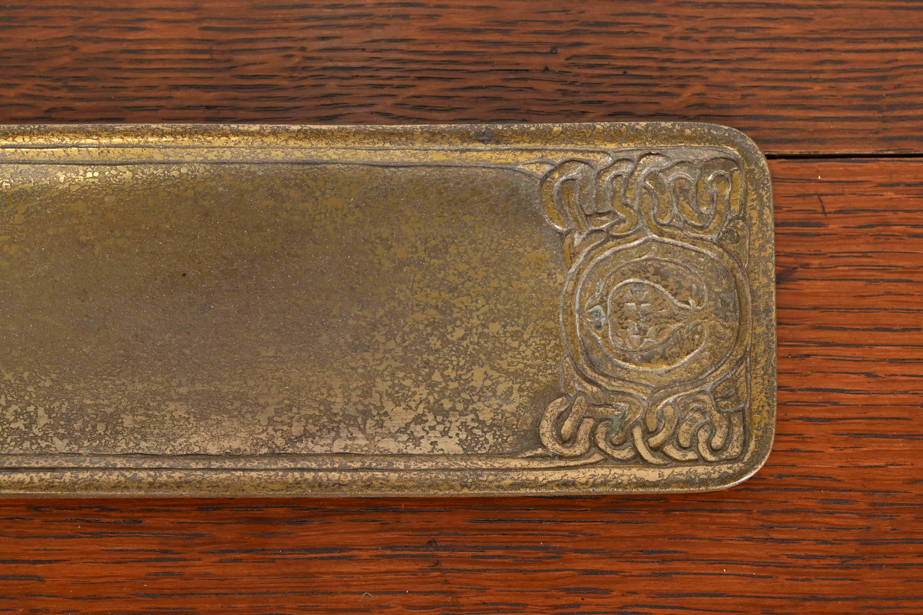 Tiffany Studios New York Zodiac Bronze Doré Pen Tray - Image 9