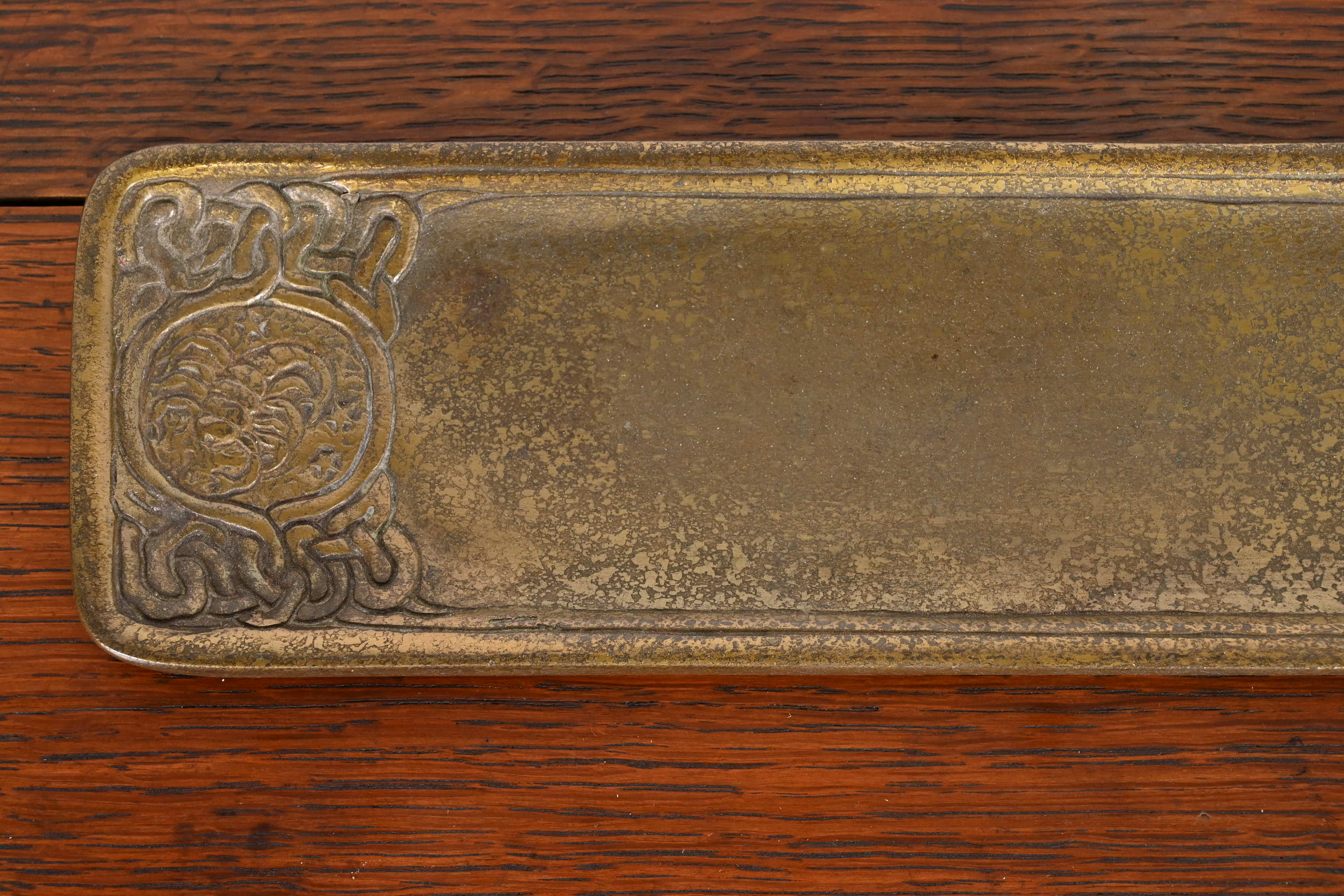 Tiffany Studios New York Zodiac Bronze Doré Pen Tray - Image 8