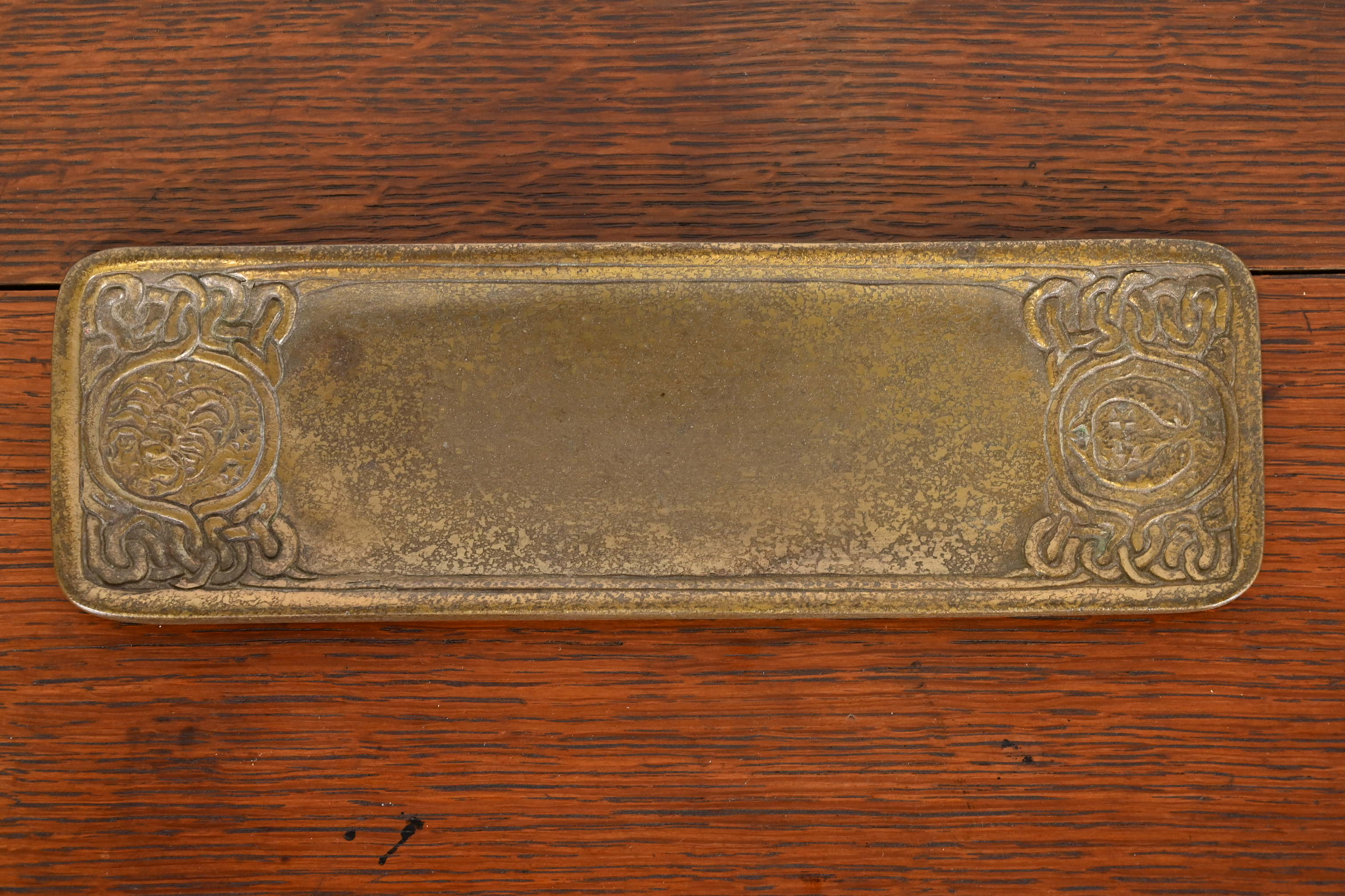 Tiffany Studios New York Zodiac Bronze Pen Tray