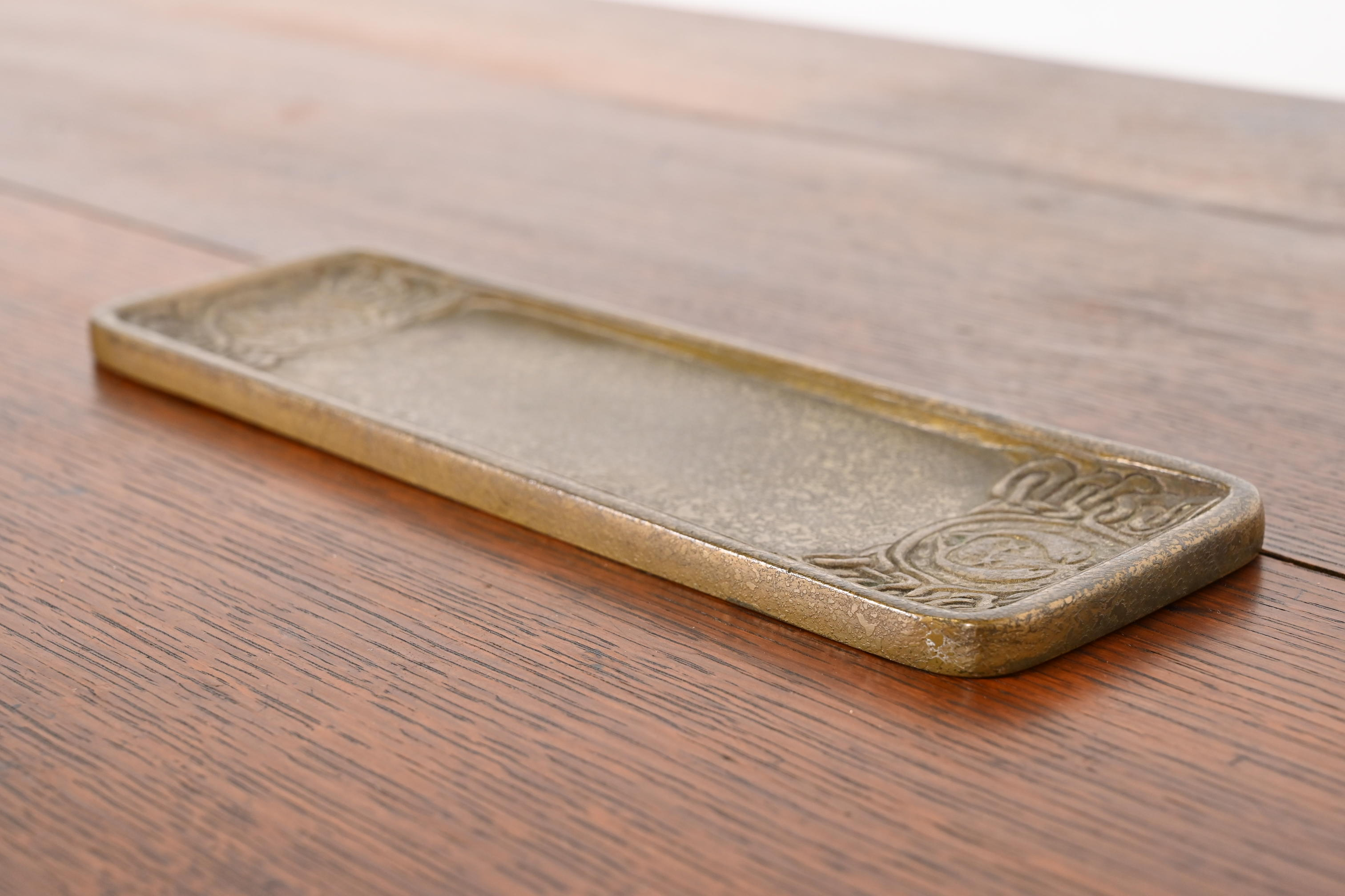 Tiffany Studios New York Zodiac Bronze Doré Pen Tray - Image 7