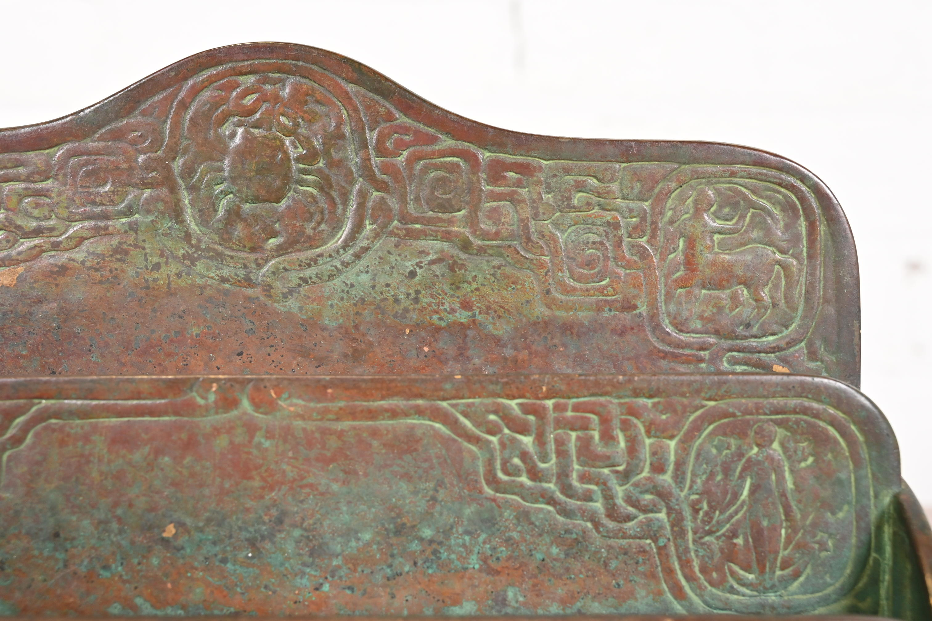 Tiffany Studios New York Zodiac Patinated Bronze Letter Rack, Circa 1910 - Image 5