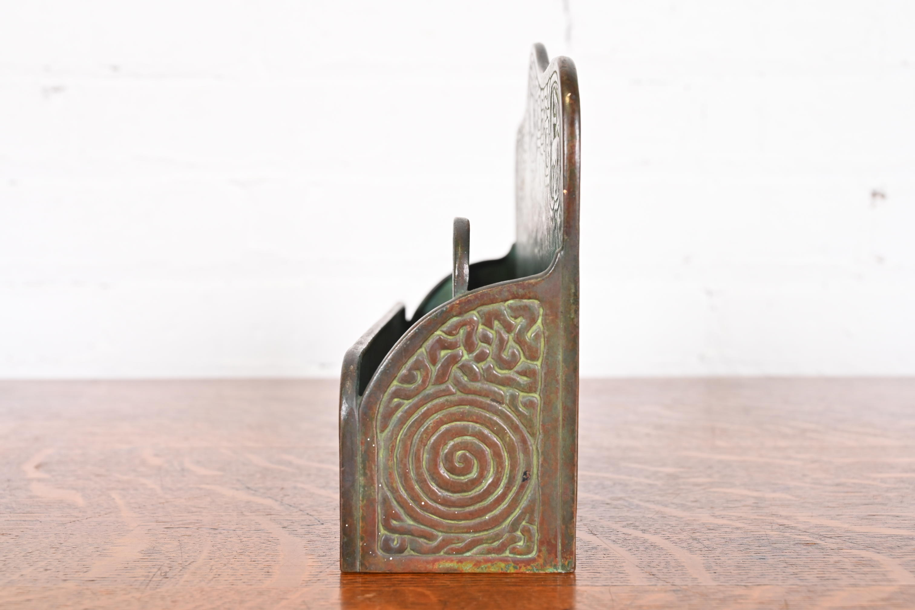 Tiffany Studios New York Zodiac Patinated Bronze Letter Rack, Circa 1910 - Image 9