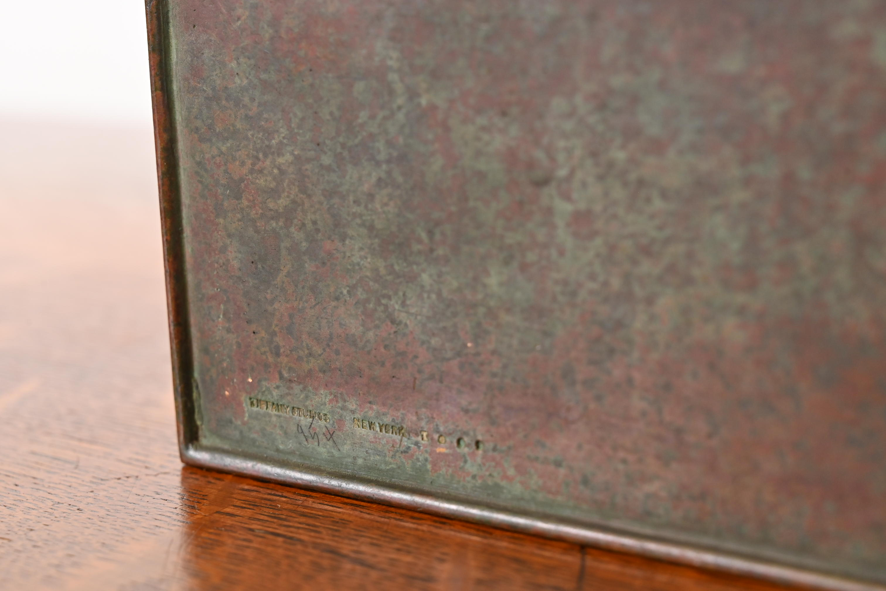 Tiffany Studios New York Zodiac Patinated Bronze Letter Rack, Circa 1910 - Image 11