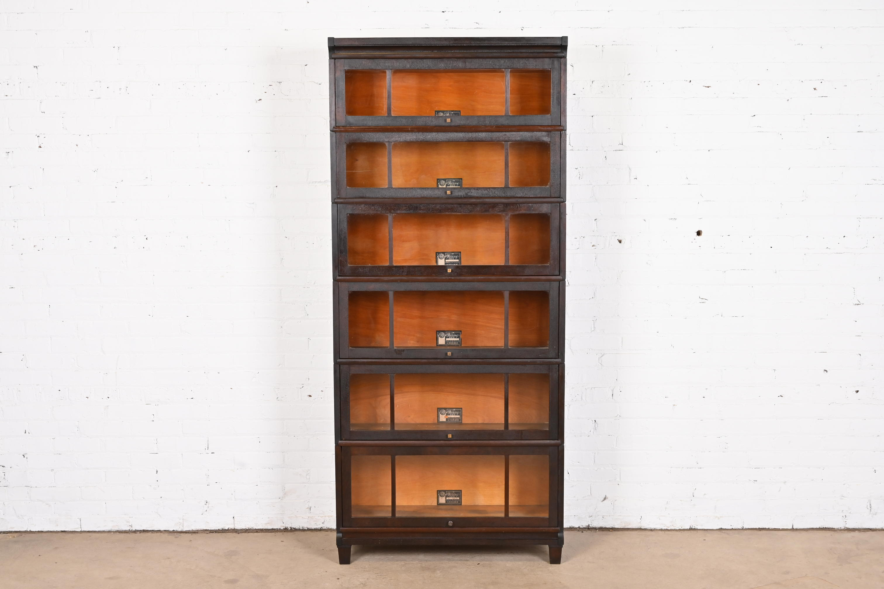 Antique Arts & Crafts Mahogany Viking Six-Stack Barrister Bookcase, Circa 1900 - Image 4
