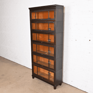 Antique Arts & Crafts Mahogany Viking Six-Stack Barrister Bookcase, Circa 1900