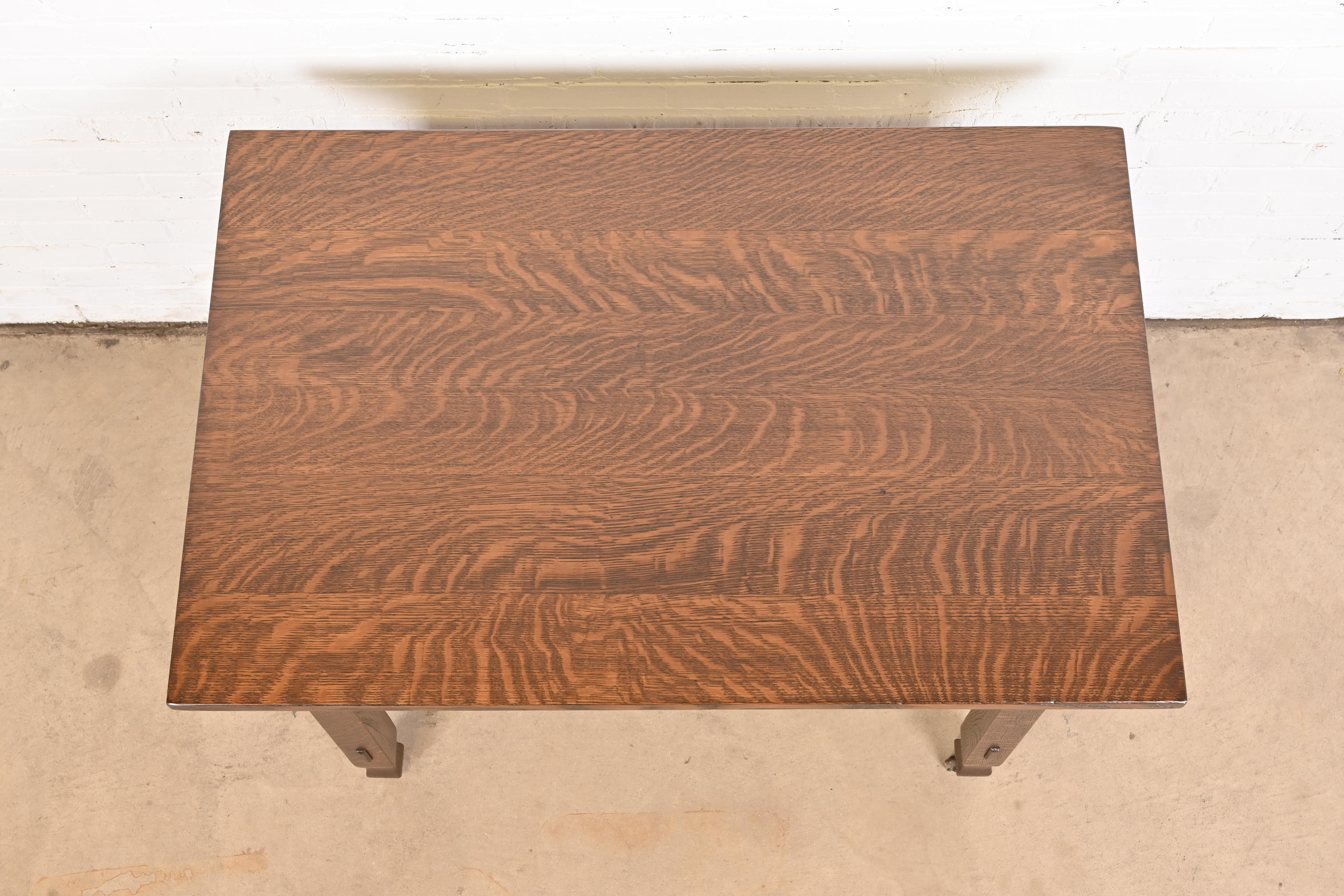 Antique Stickley Brothers Mission Oak Arts & Crafts Writing Desk or Library Table, Newly Restored - Image 8