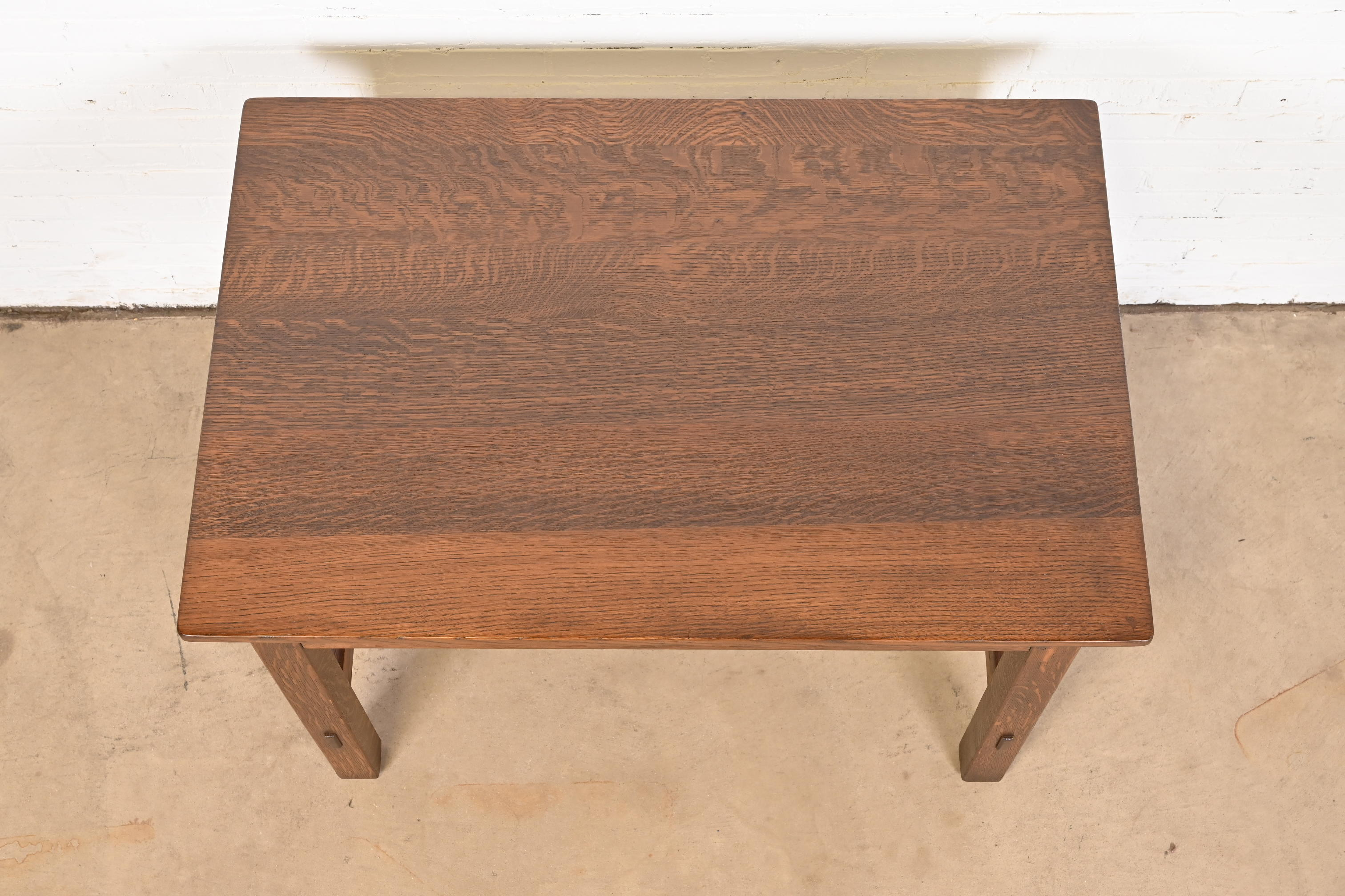 Antique Stickley Mission Oak Arts & Crafts Desk or Library Table, Newly Restored - Image 9
