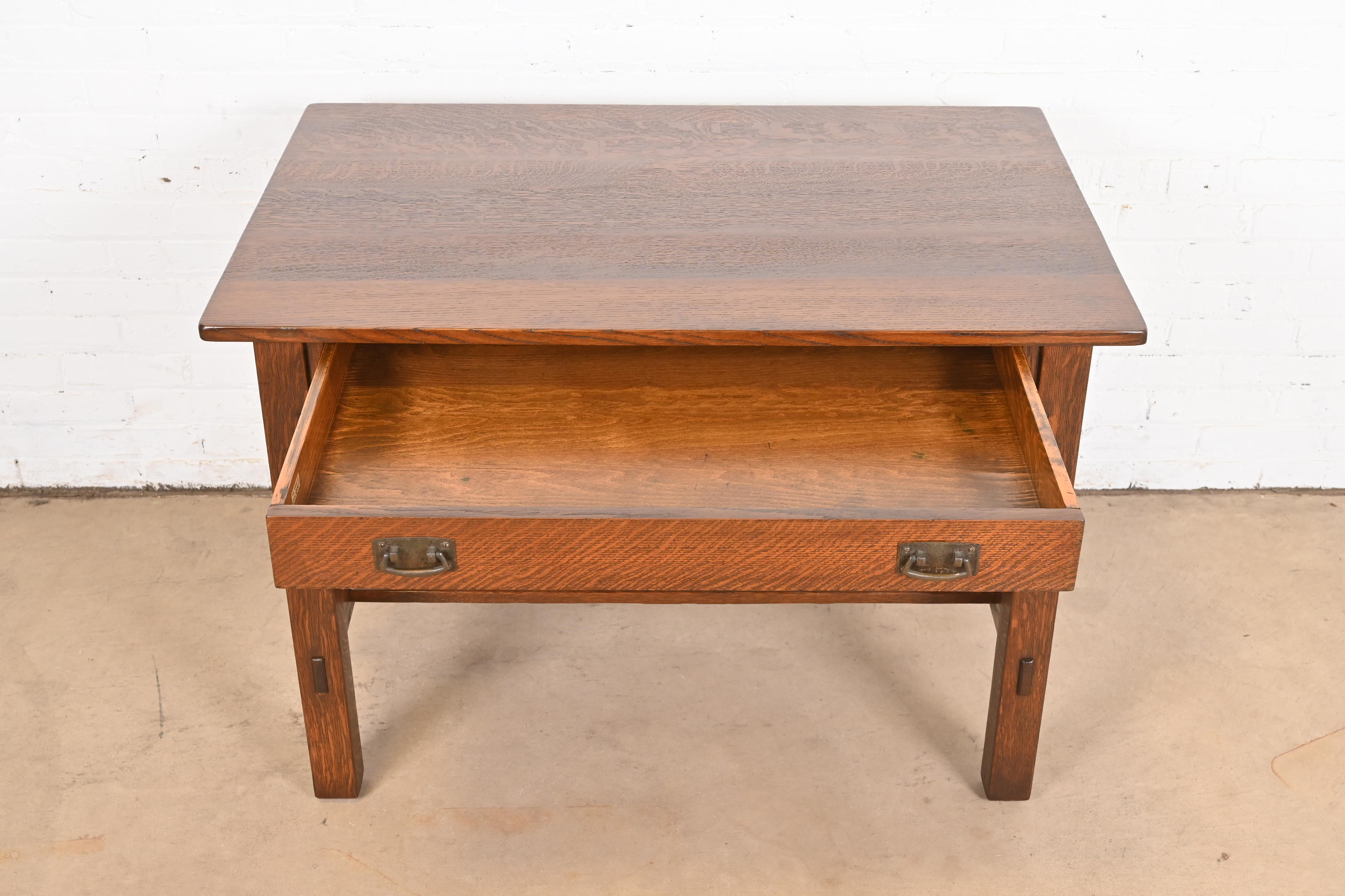 Antique Stickley Mission Oak Arts & Crafts Desk or Library Table, Newly Restored - Image 8