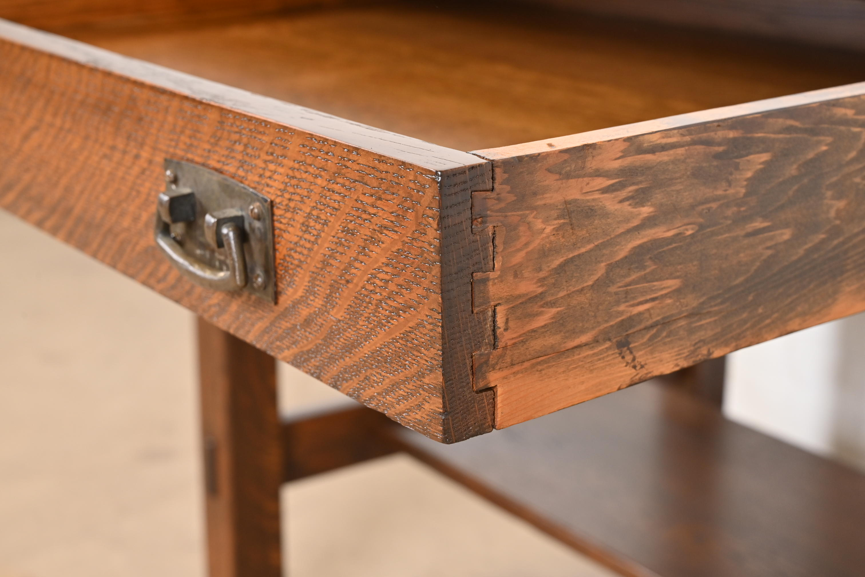 Antique Stickley Mission Oak Arts & Crafts Desk or Library Table, Newly Restored - Image 6