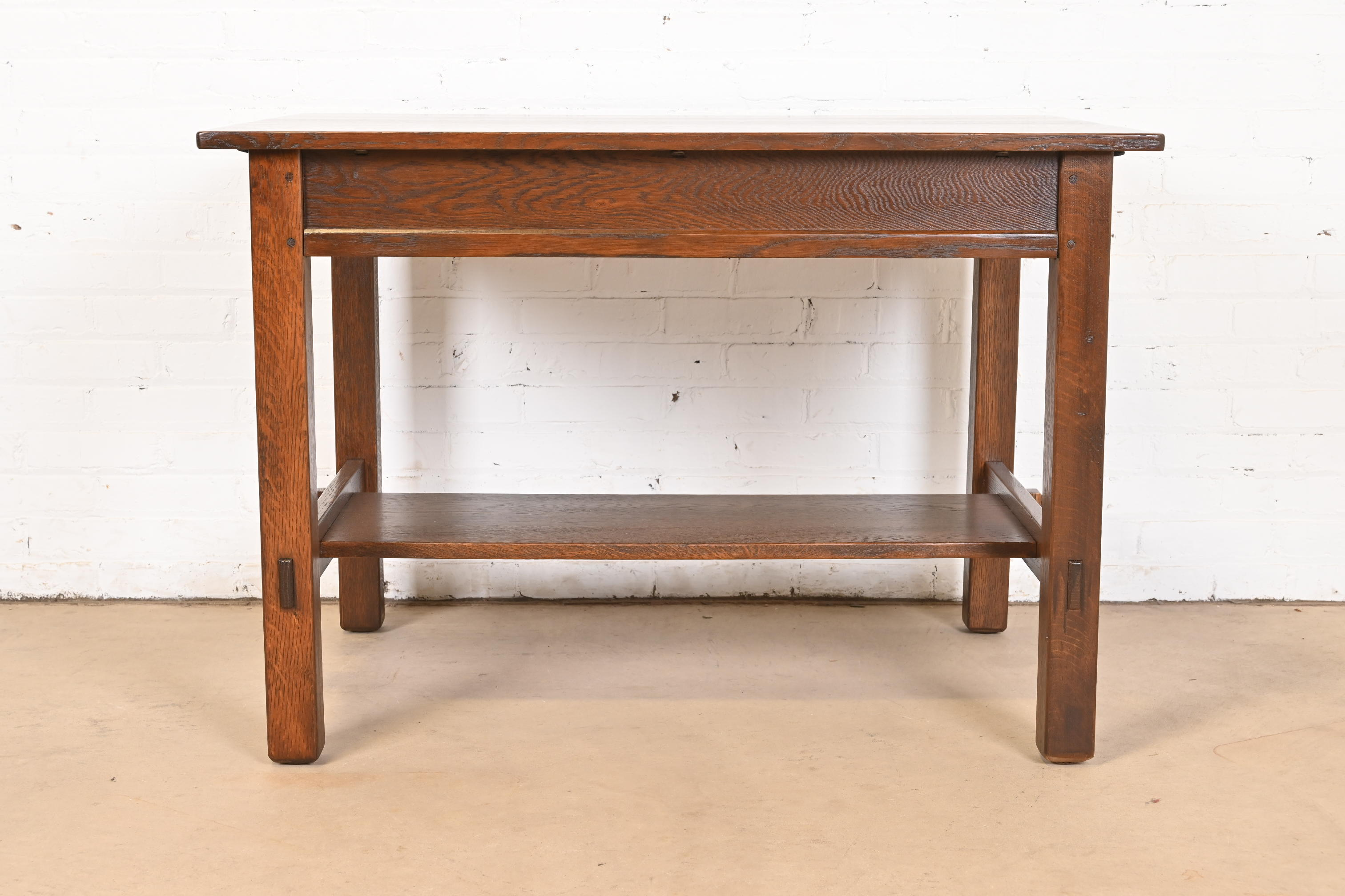 Antique Stickley Mission Oak Arts & Crafts Desk or Library Table, Newly Restored - Image 11