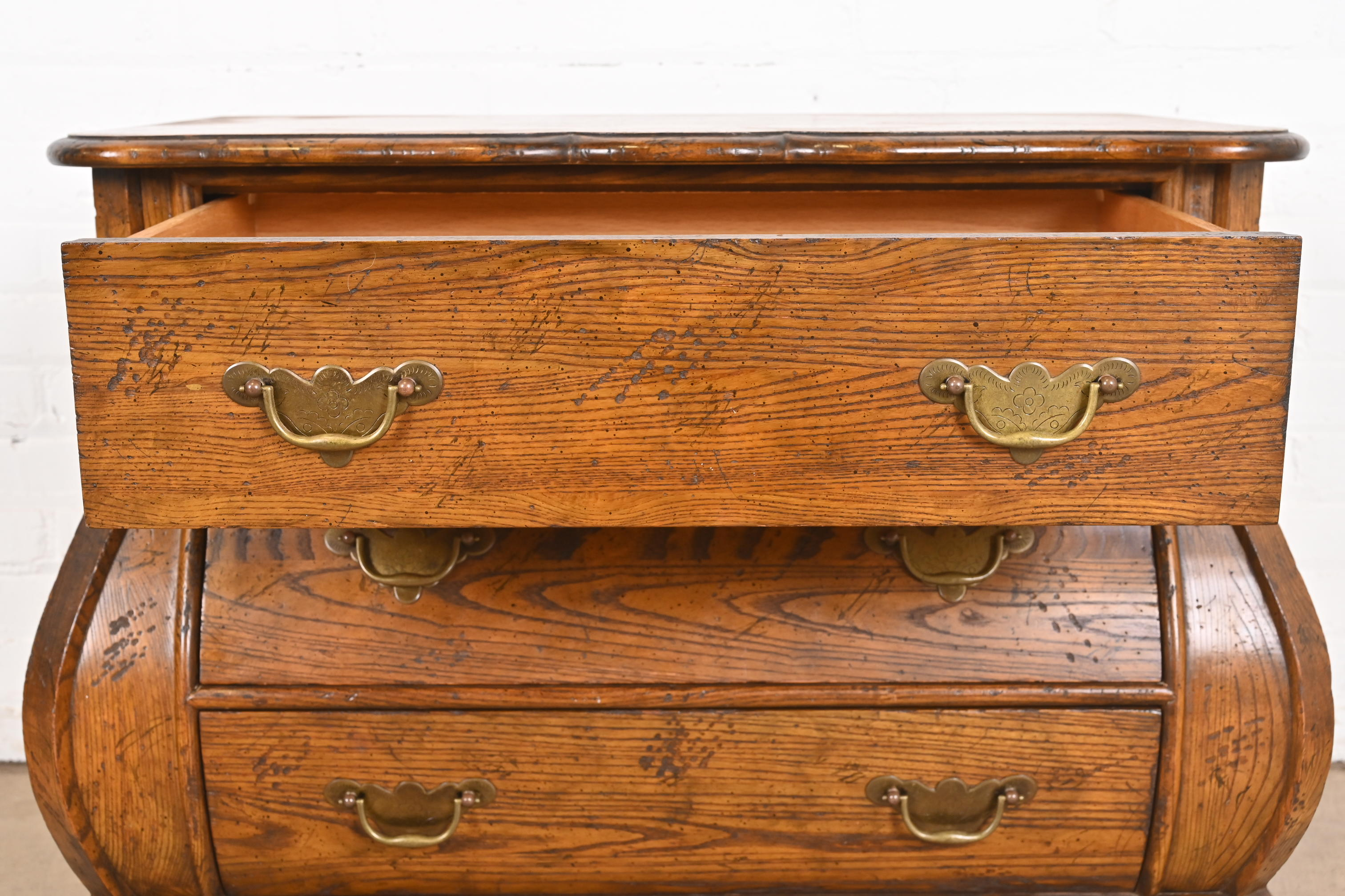 Baker Furniture Dutch Oak Bombe Chest or Commode - Image 6
