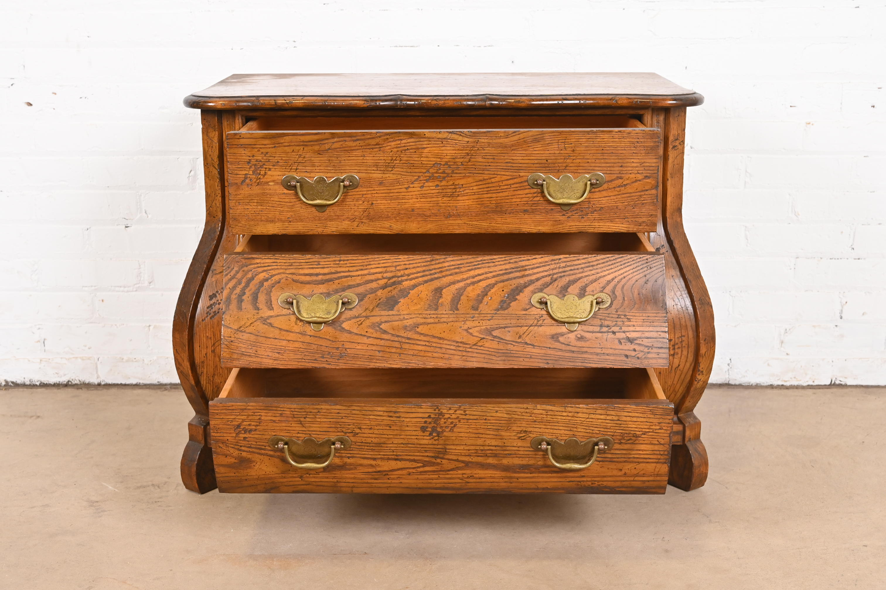 Baker Furniture Dutch Oak Bombe Chest or Commode - Image 4
