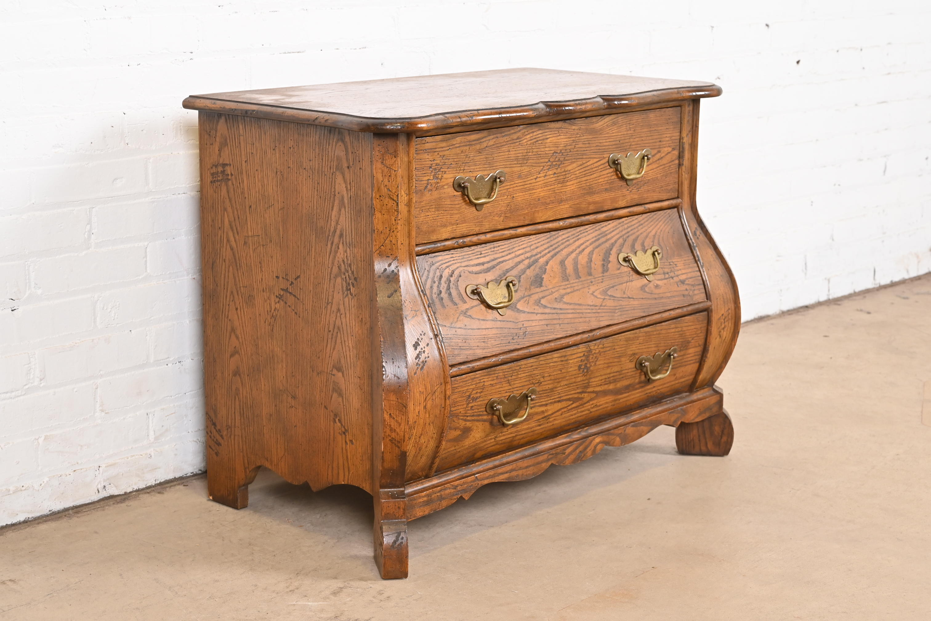 Baker Furniture Dutch Oak Bombe Chest or Commode - Image 3