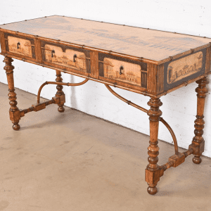 Chinoiserie Jacobean Hand Painted Sideboard Server, Bar Table, or Center Table