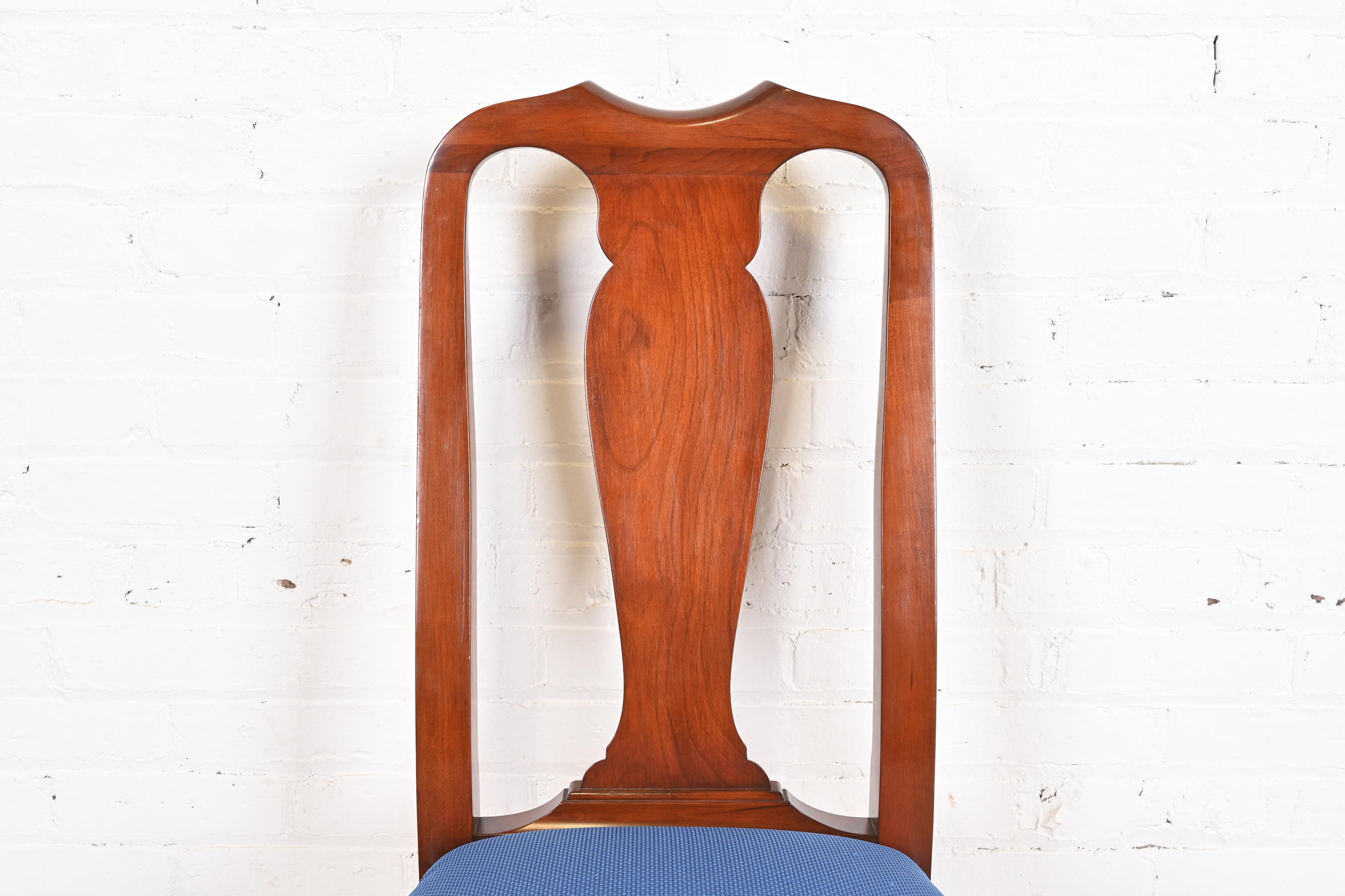 Henkel Harris Queen Anne Solid Cherry Wood Dining Chairs, Set of Six - Image 7