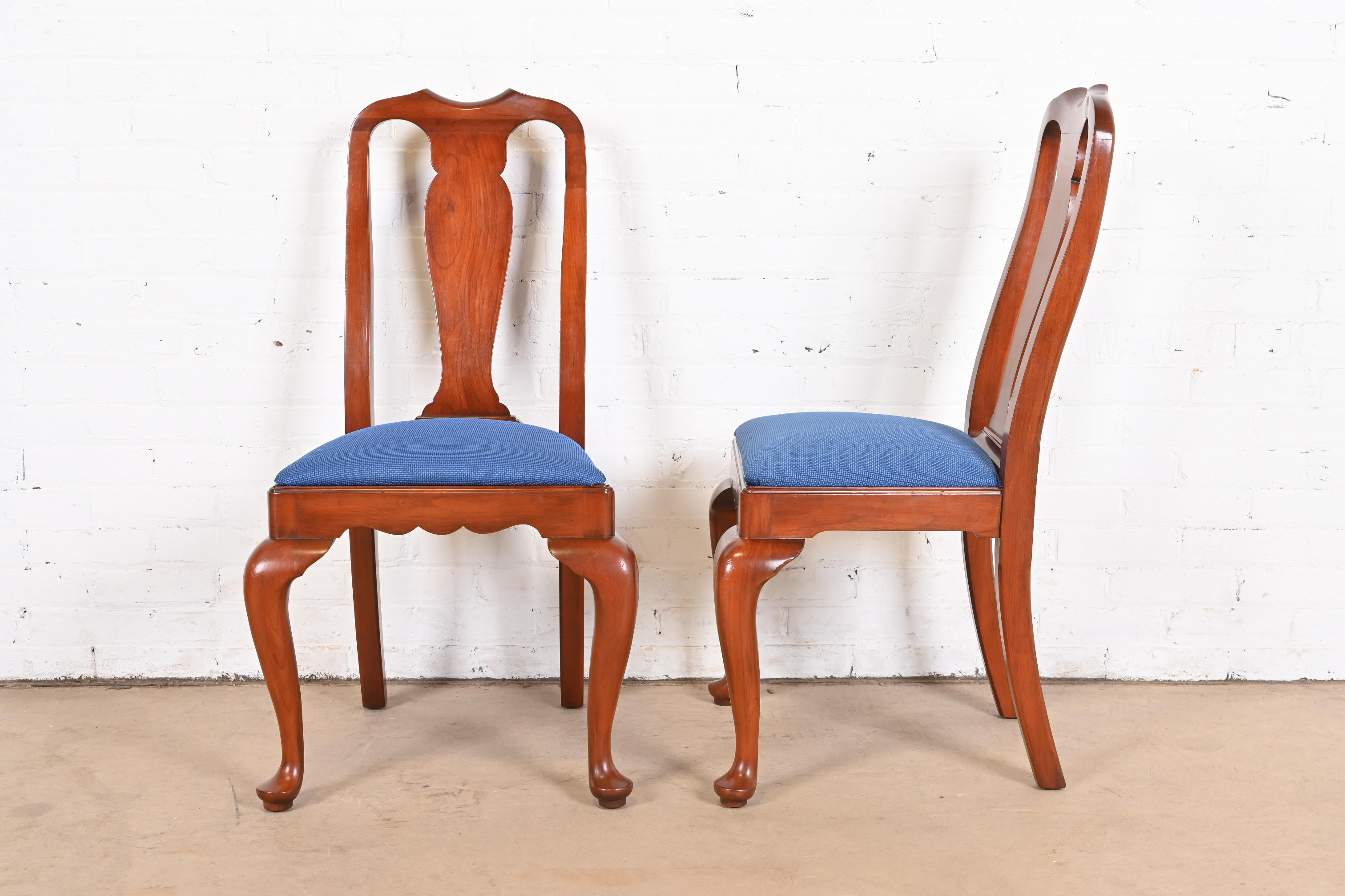 Henkel Harris Queen Anne Solid Cherry Wood Dining Chairs, Set of Six - Image 6