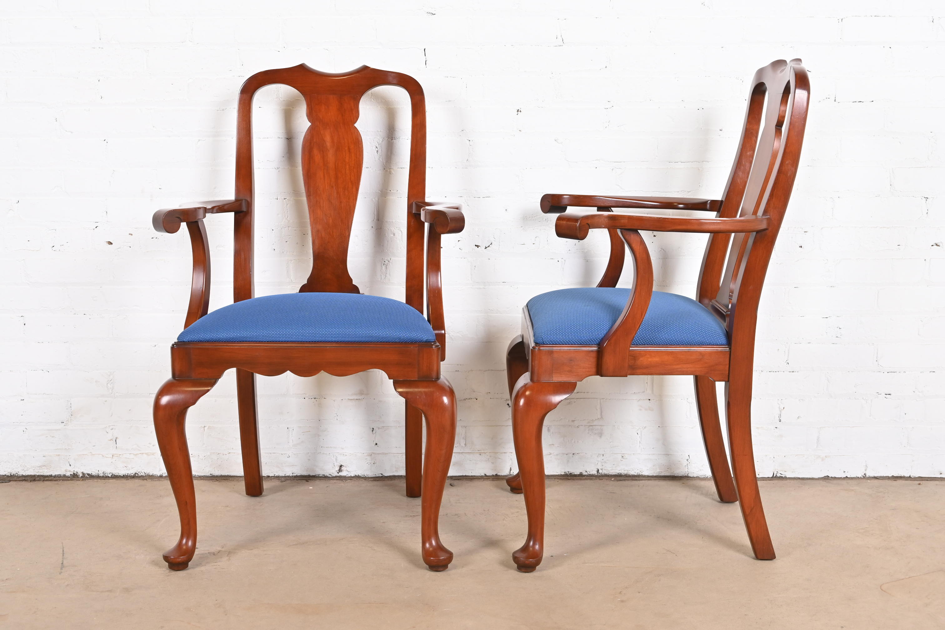 Henkel Harris Queen Anne Solid Cherry Wood Dining Chairs, Set of Six - Image 10