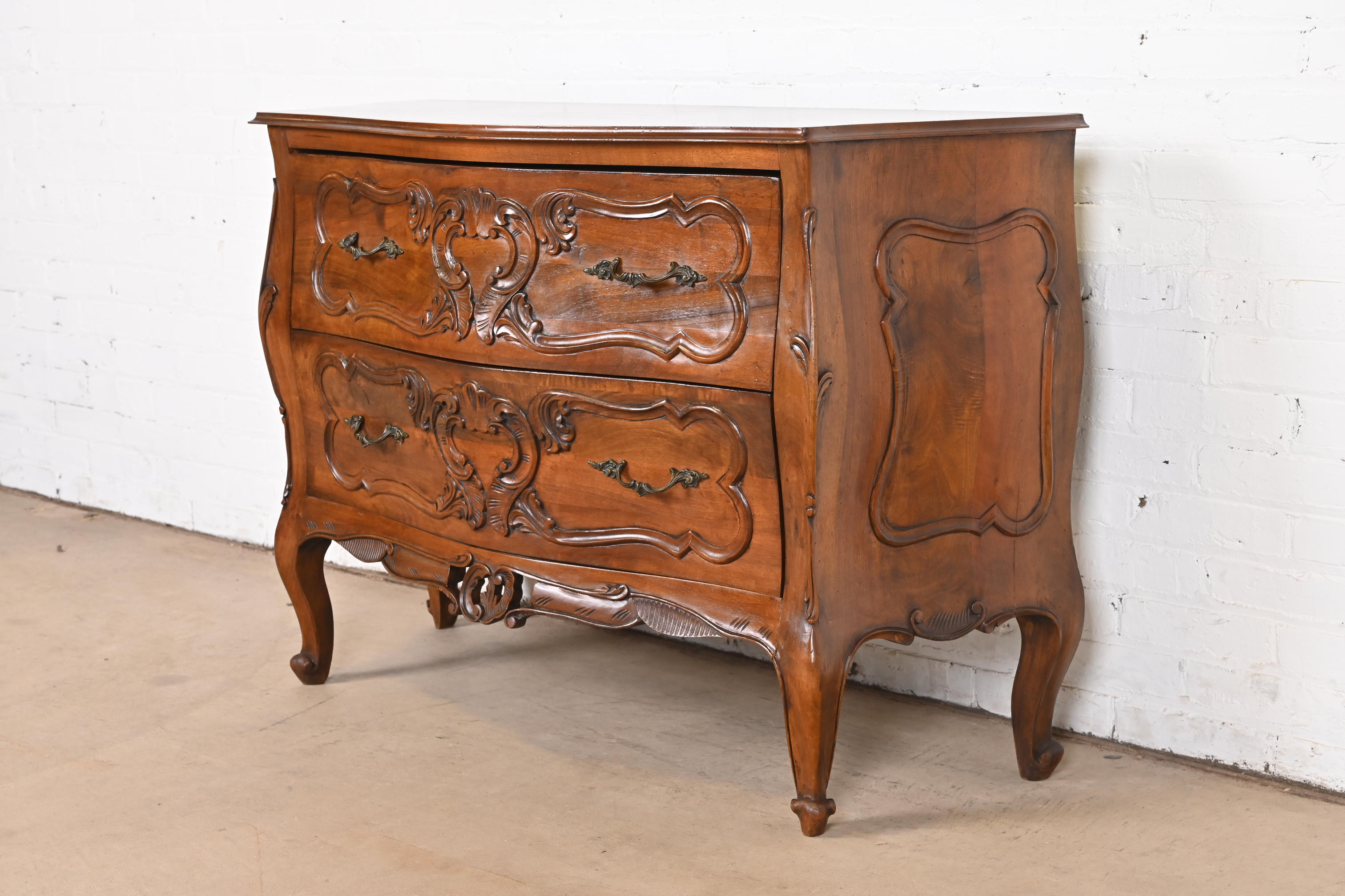 Italian Louis XV Carved Walnut Commode or Bombay Chest of Drawers - Image 2