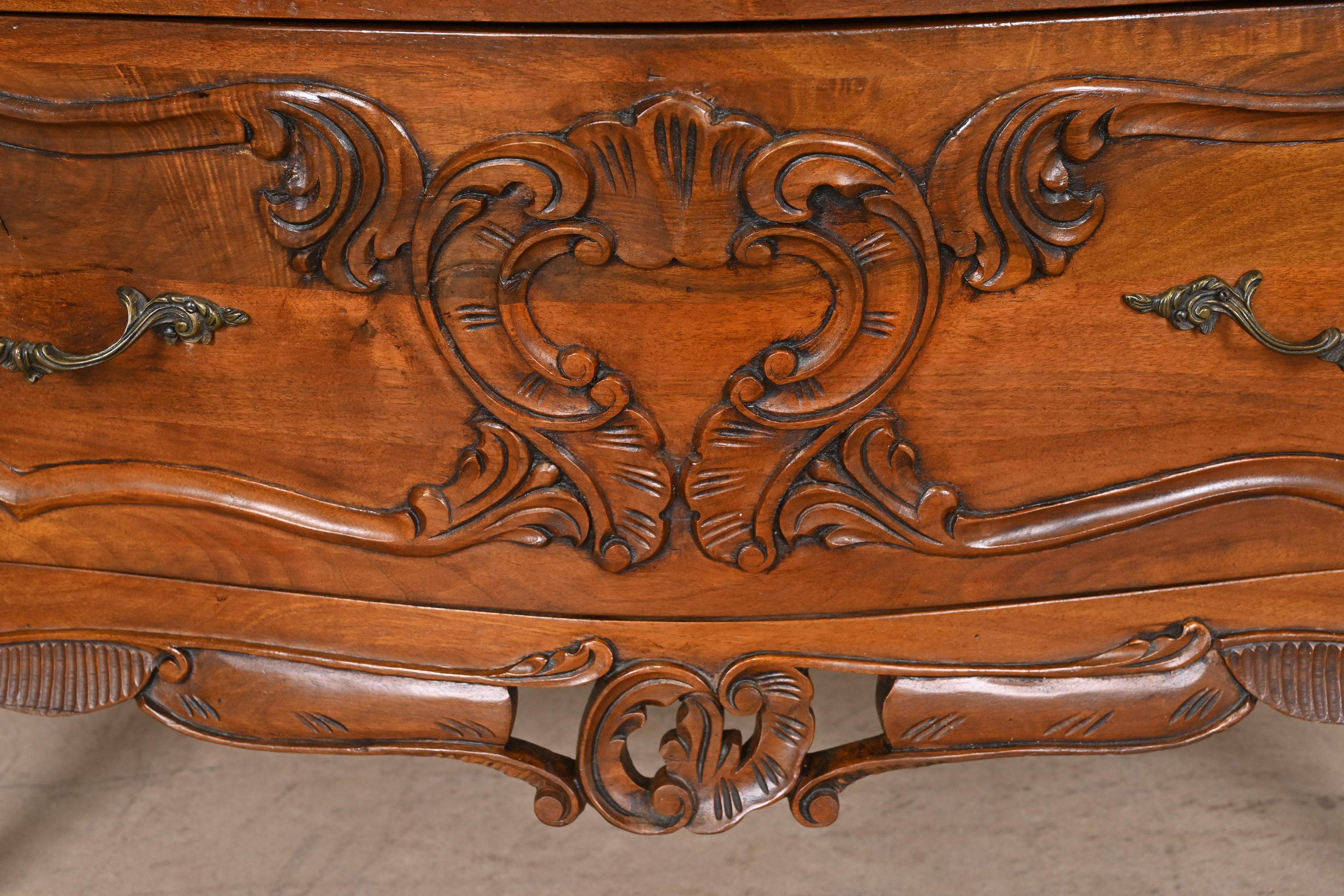 Italian Louis XV Carved Walnut Commode or Bombay Chest of Drawers - Image 8