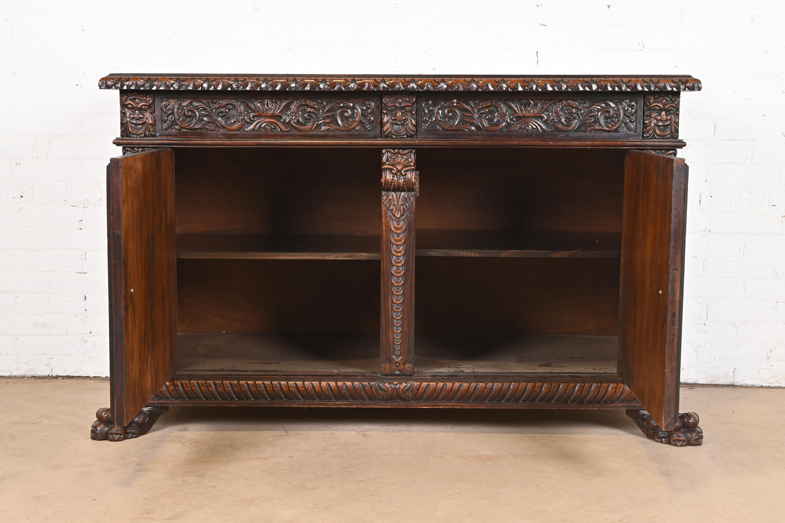 R. J. Horner Style Renaissance Revival Carved Walnut Sideboard or Bar Cabinet, Circa 1890s - Image 7