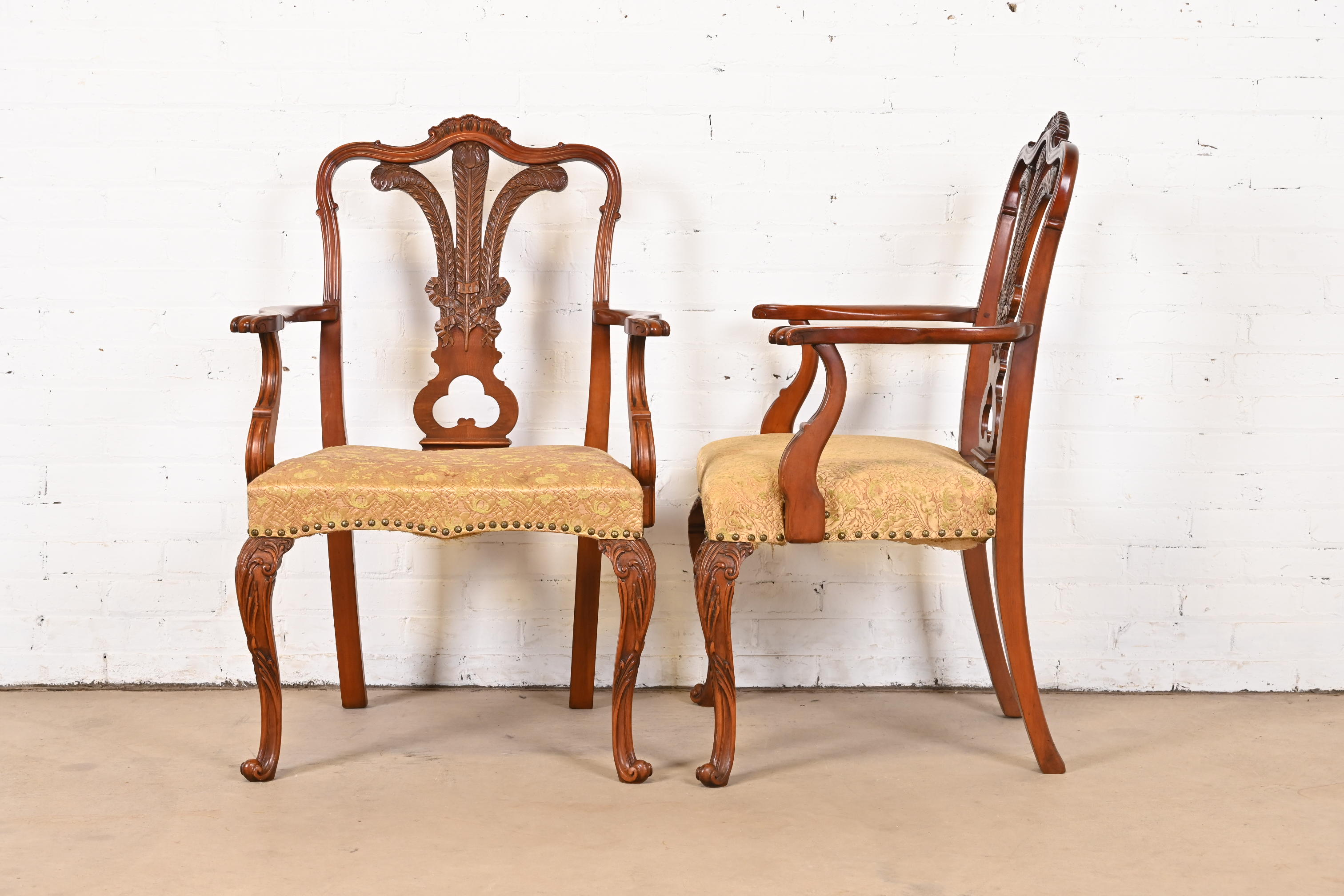 Romweber French Provincial Louis XV Carved Walnut Dining Chairs, Set of Six - Image 9