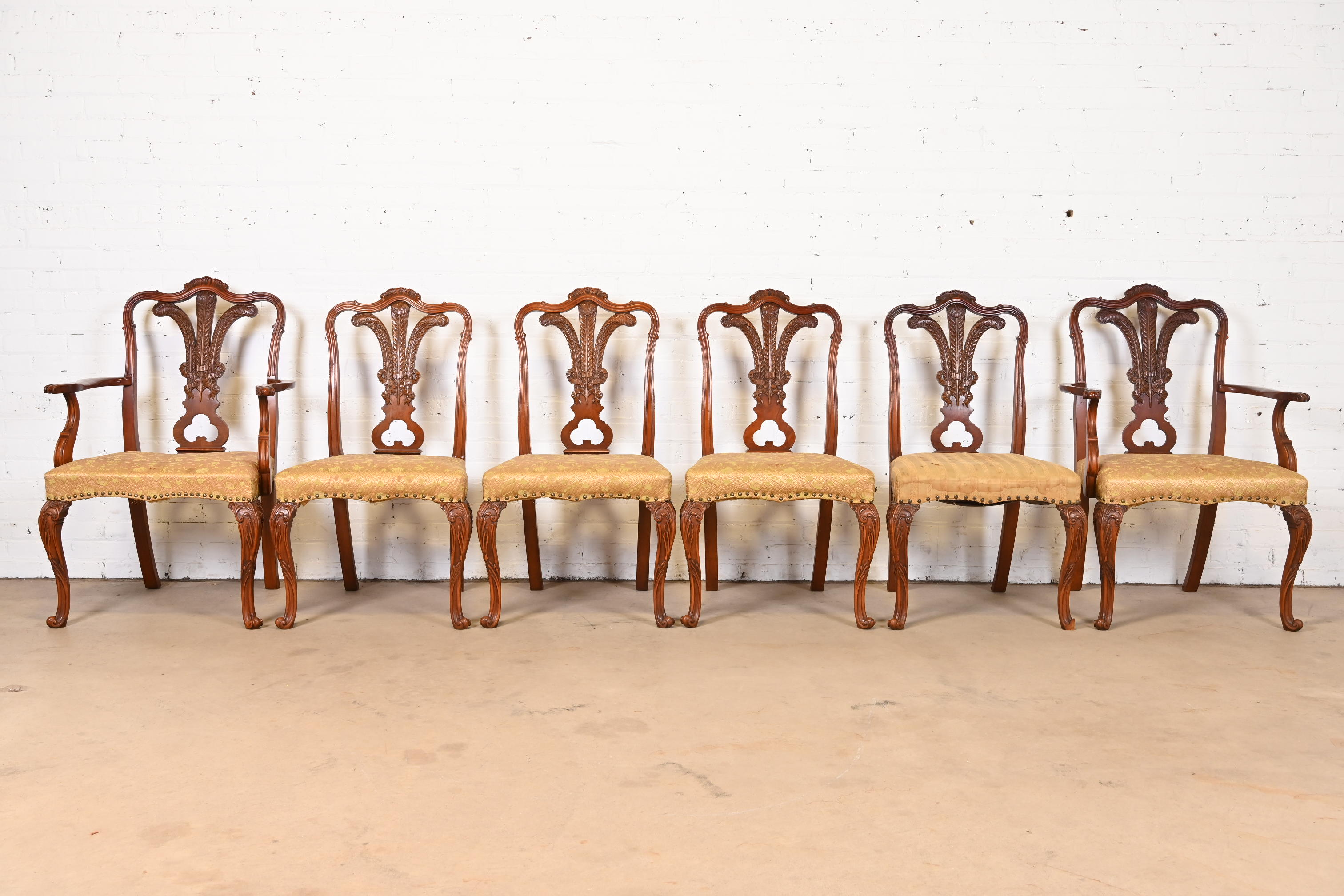 Romweber French Provincial Louis XV Carved Walnut Dining Chairs, Set of Six - Image 2