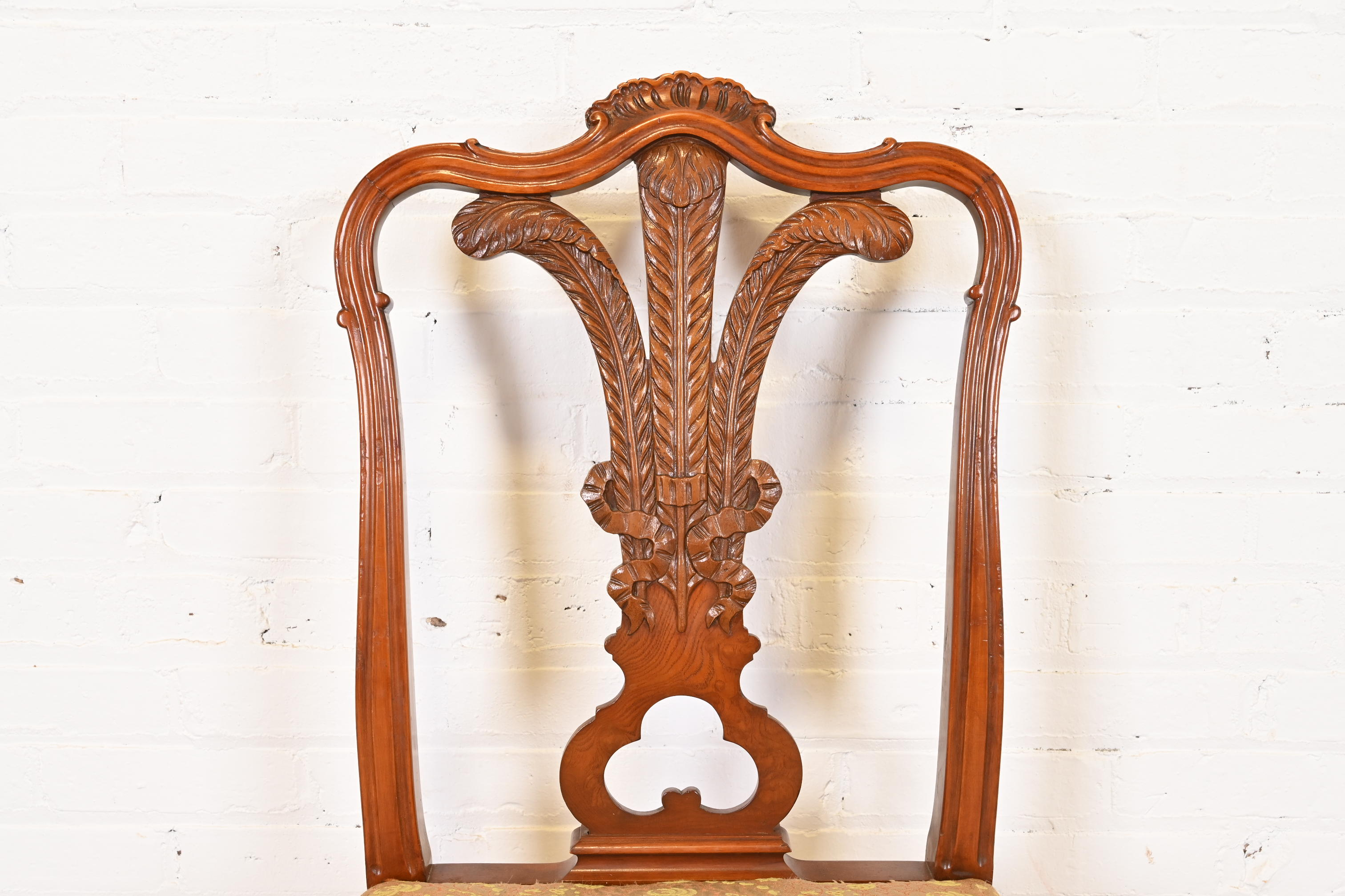 Romweber French Provincial Louis XV Carved Walnut Dining Chairs, Set of Six - Image 7