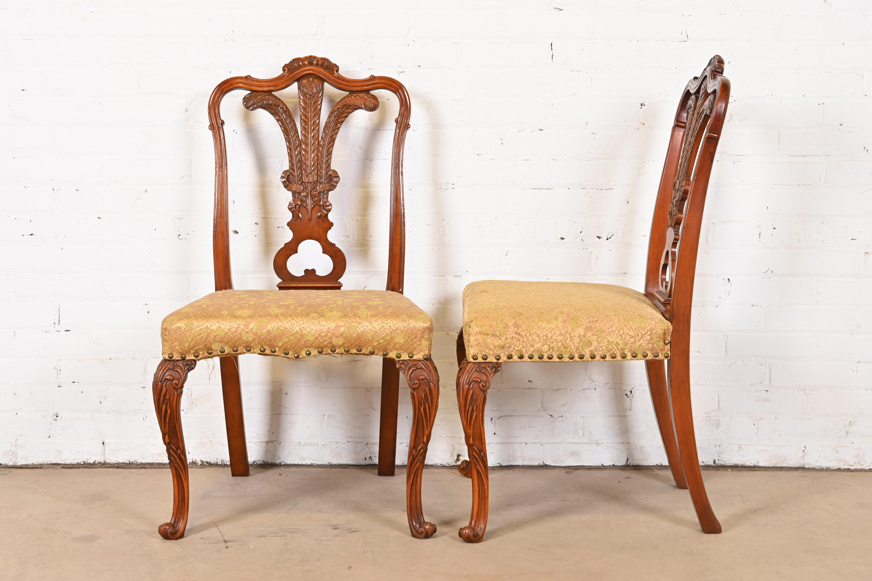 Romweber French Provincial Louis XV Carved Walnut Dining Chairs, Set of Six - Image 6