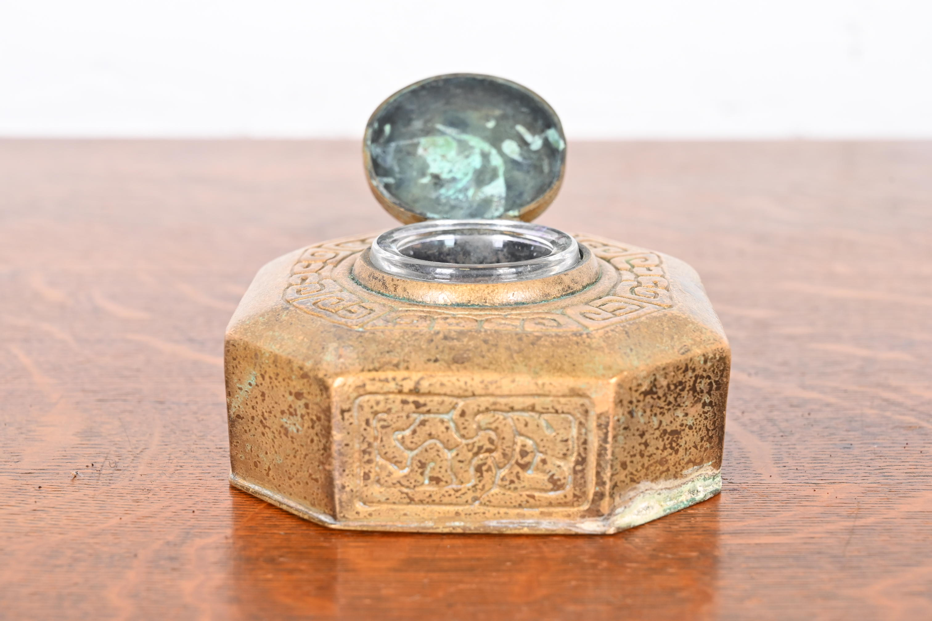 Tiffany Studios New York Zodiac Bronze Doré Inkwell - Image 8