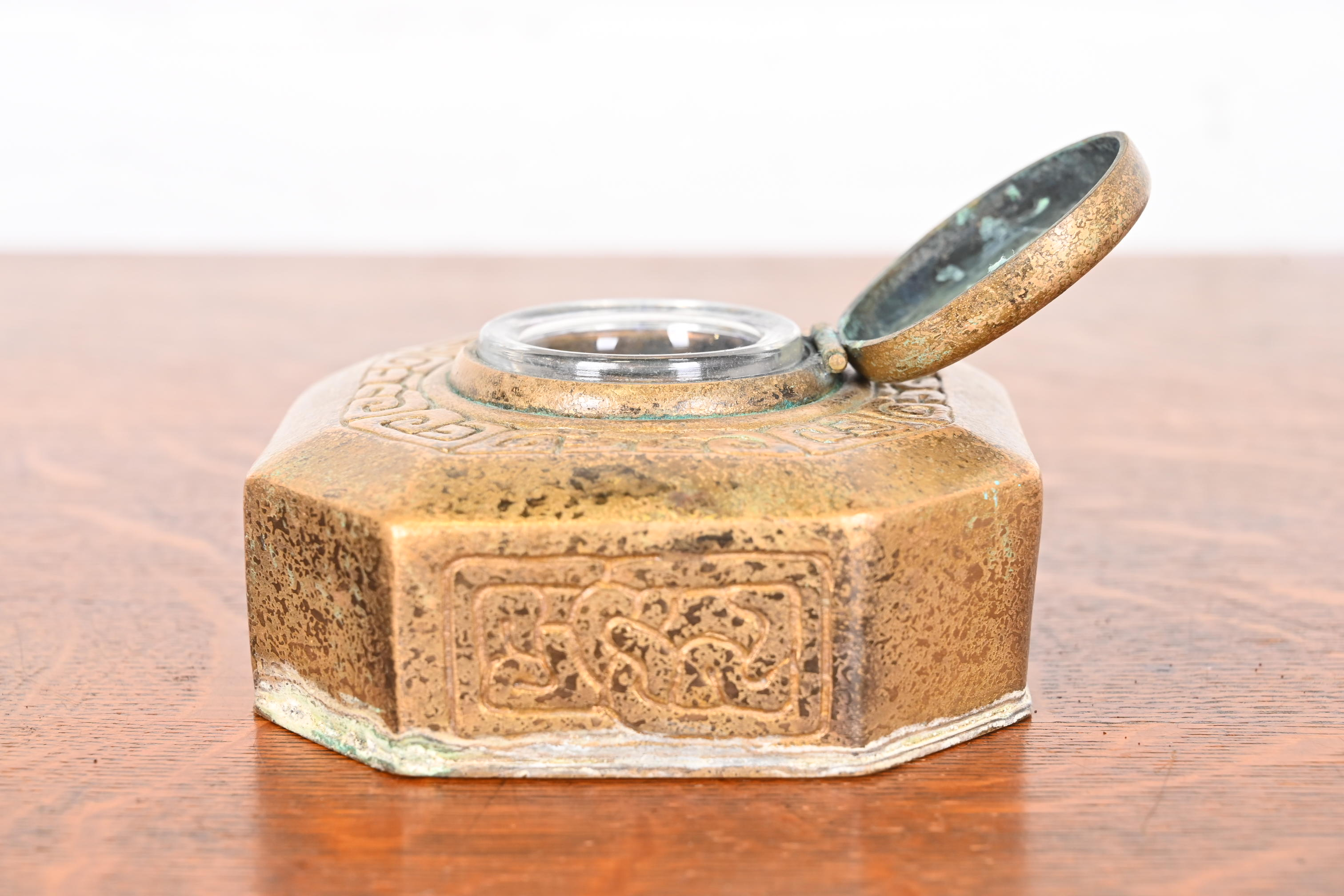Tiffany Studios New York Zodiac Bronze Doré Inkwell - Image 9