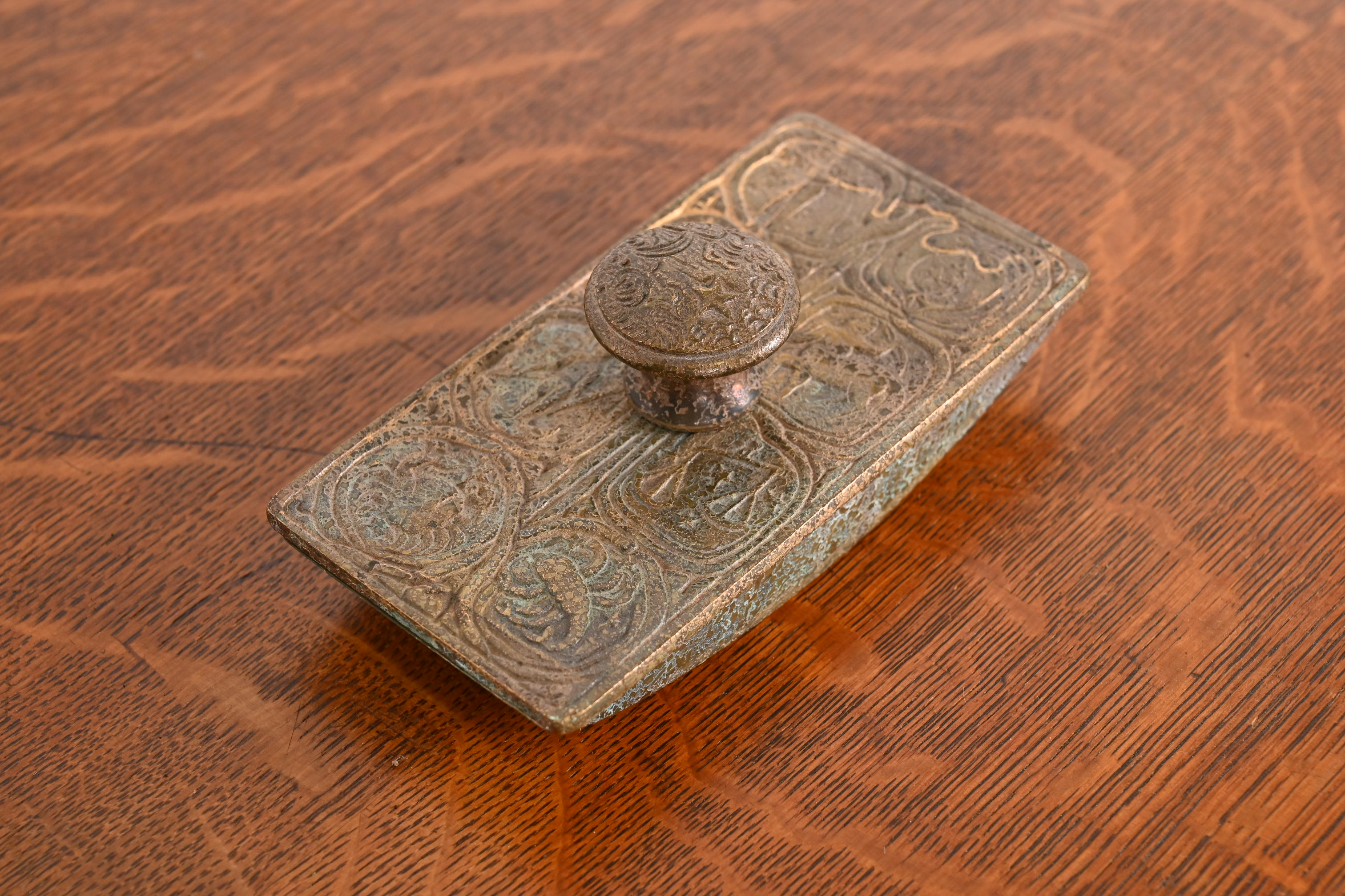 Tiffany Studios New York Zodiac Bronze Doré Rocker Blotter - Image 5