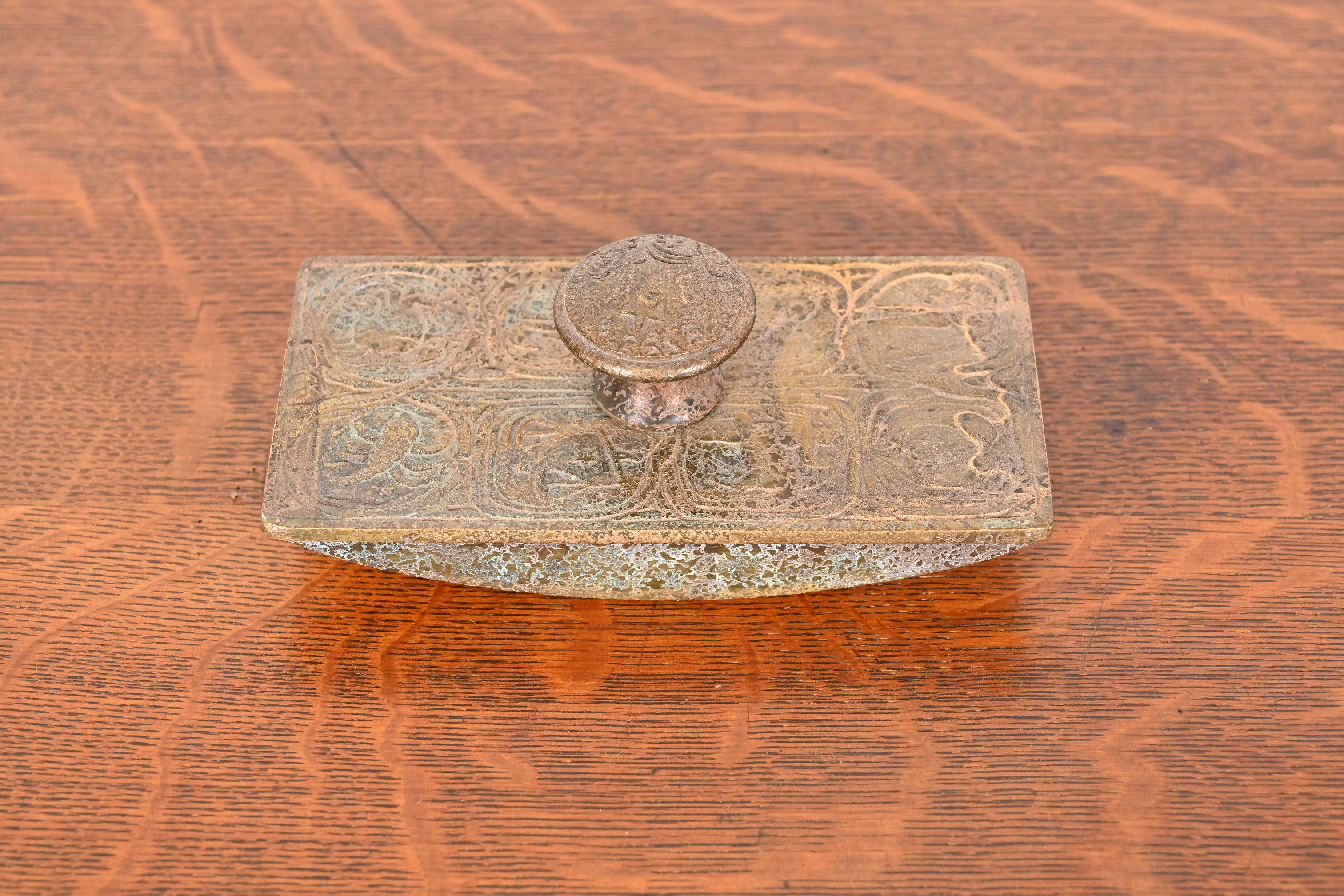 Tiffany Studios New York Zodiac Bronze Doré Rocker Blotter - Image 3