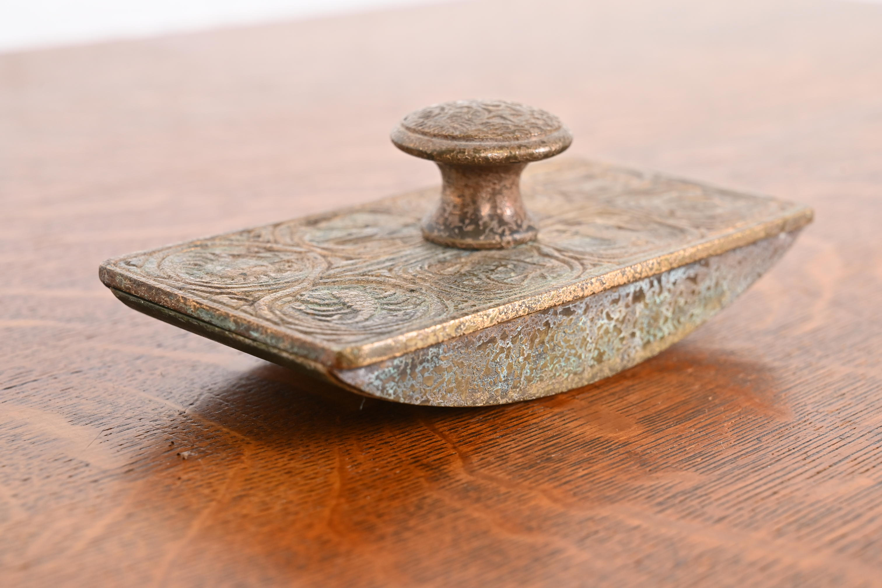 Tiffany Studios New York Zodiac Bronze Doré Rocker Blotter - Image 6