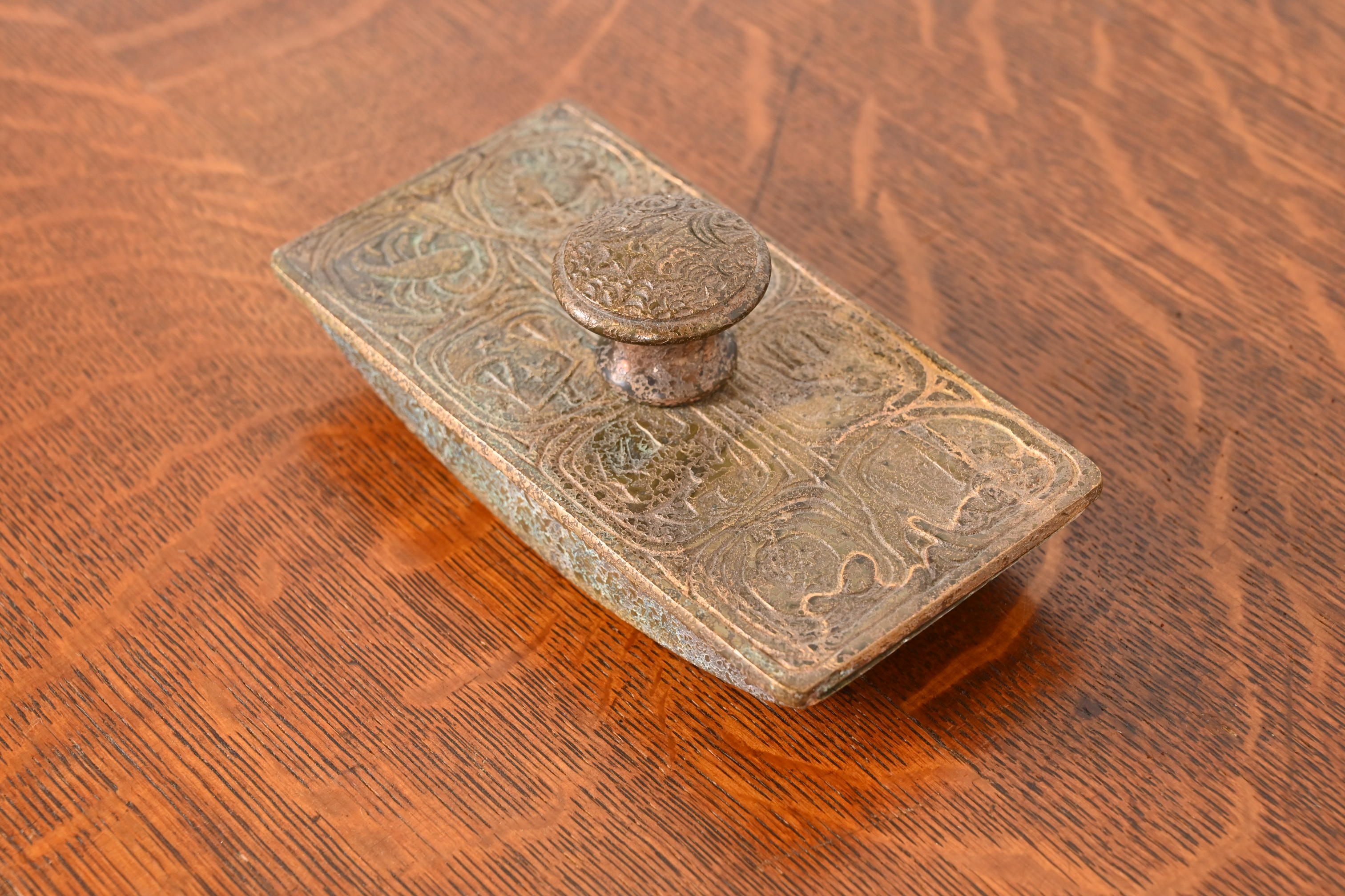 Tiffany Studios New York Zodiac Bronze Doré Rocker Blotter