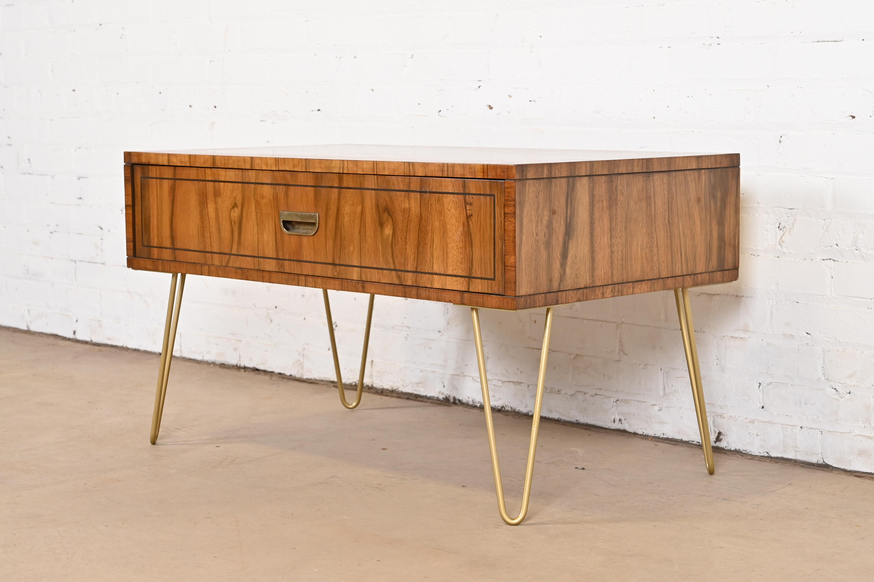 Baker Furniture Mid-Century Modern Campaign Rosewood Coffee Table on Hairpin Legs, Circa 1960s - Image 2