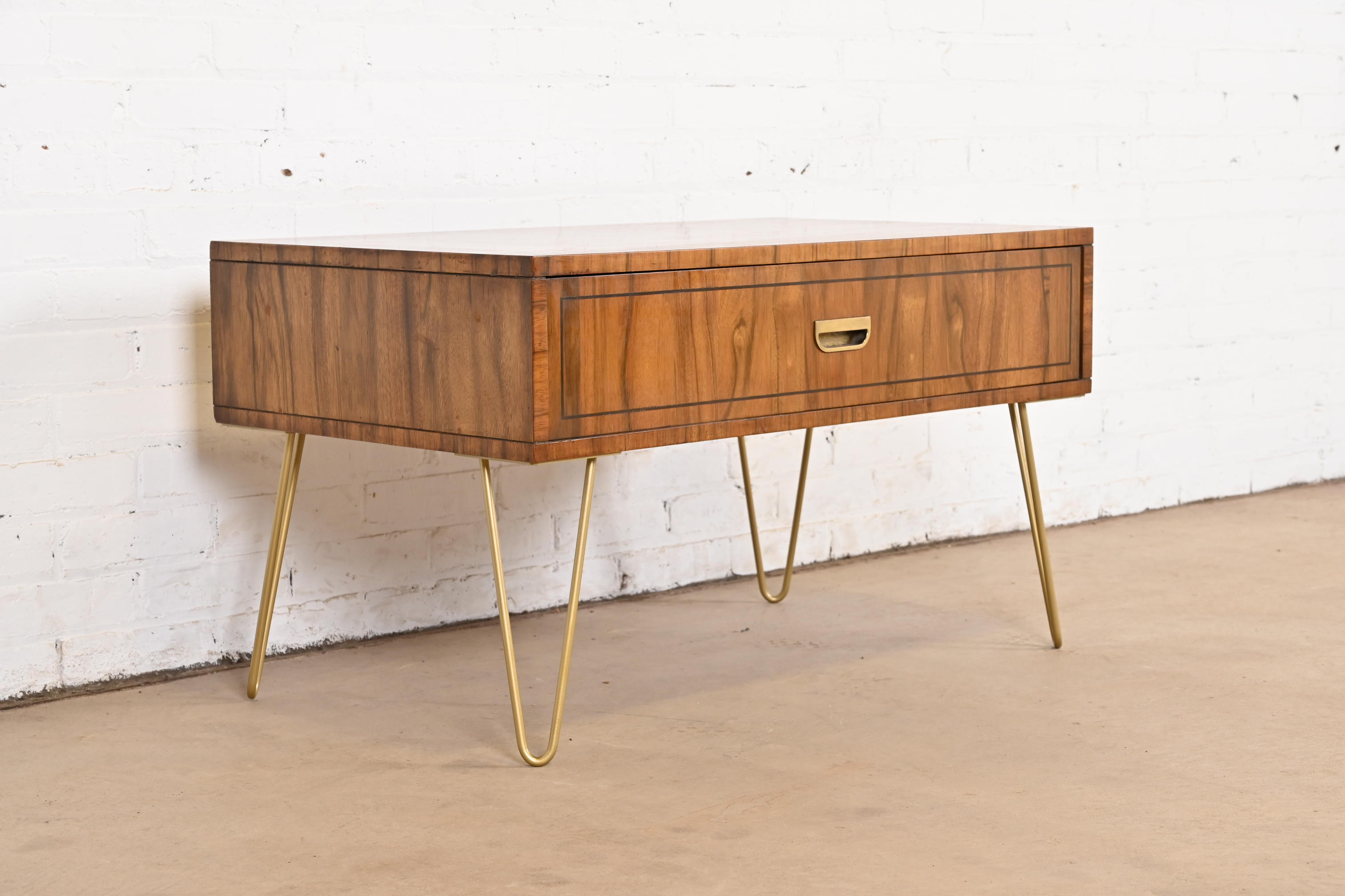 Baker Furniture Mid-Century Modern Campaign Rosewood Coffee Table on Hairpin Legs, Circa 1960s - Image 3